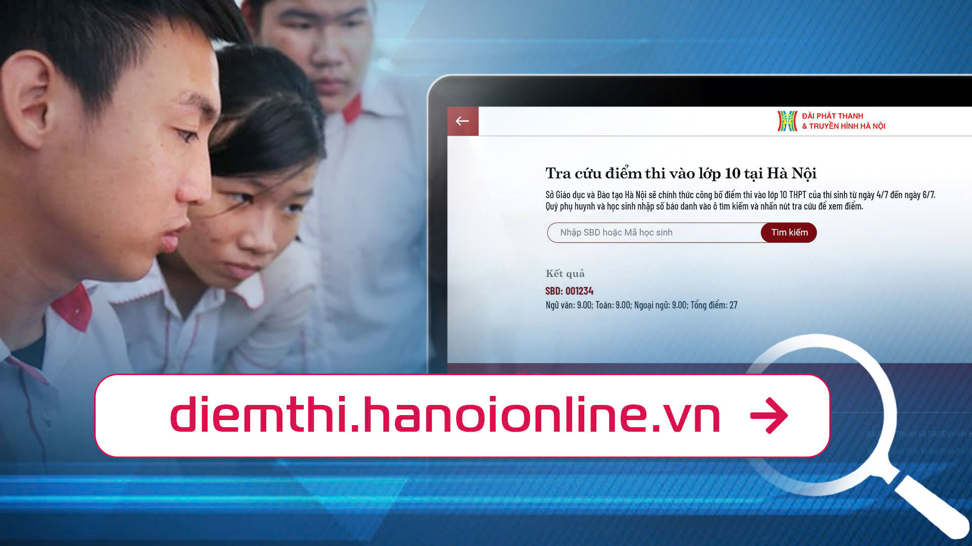 Tra cứu điểm thi v&agrave;o lớp 10 ở H&agrave; Nội