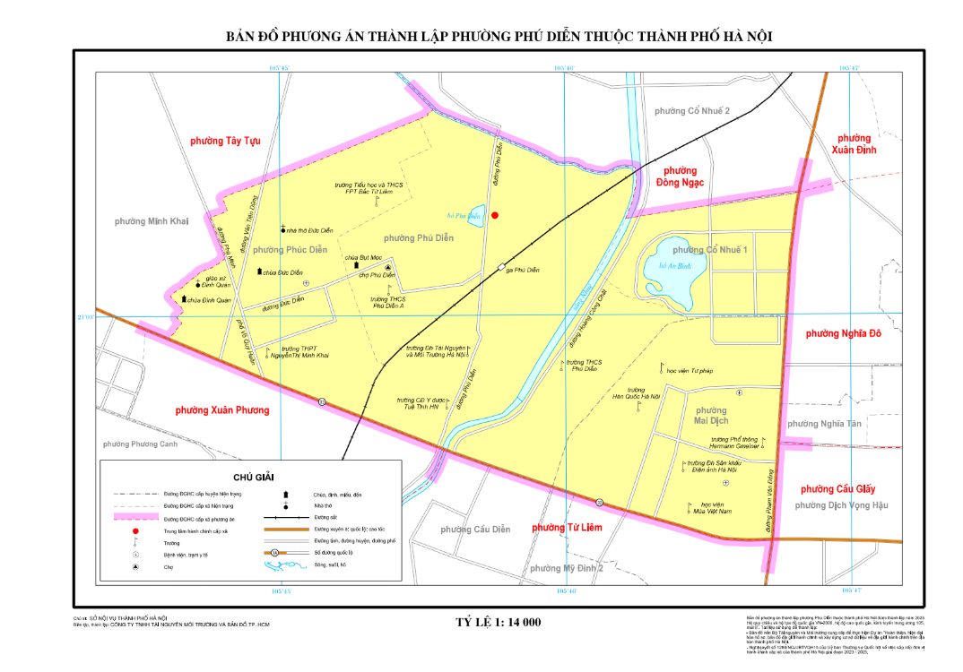 Bản đồ h&agrave;nh ch&iacute;nh phường Ph&uacute; Diễn (th&agrave;nh phố H&agrave; Nội).