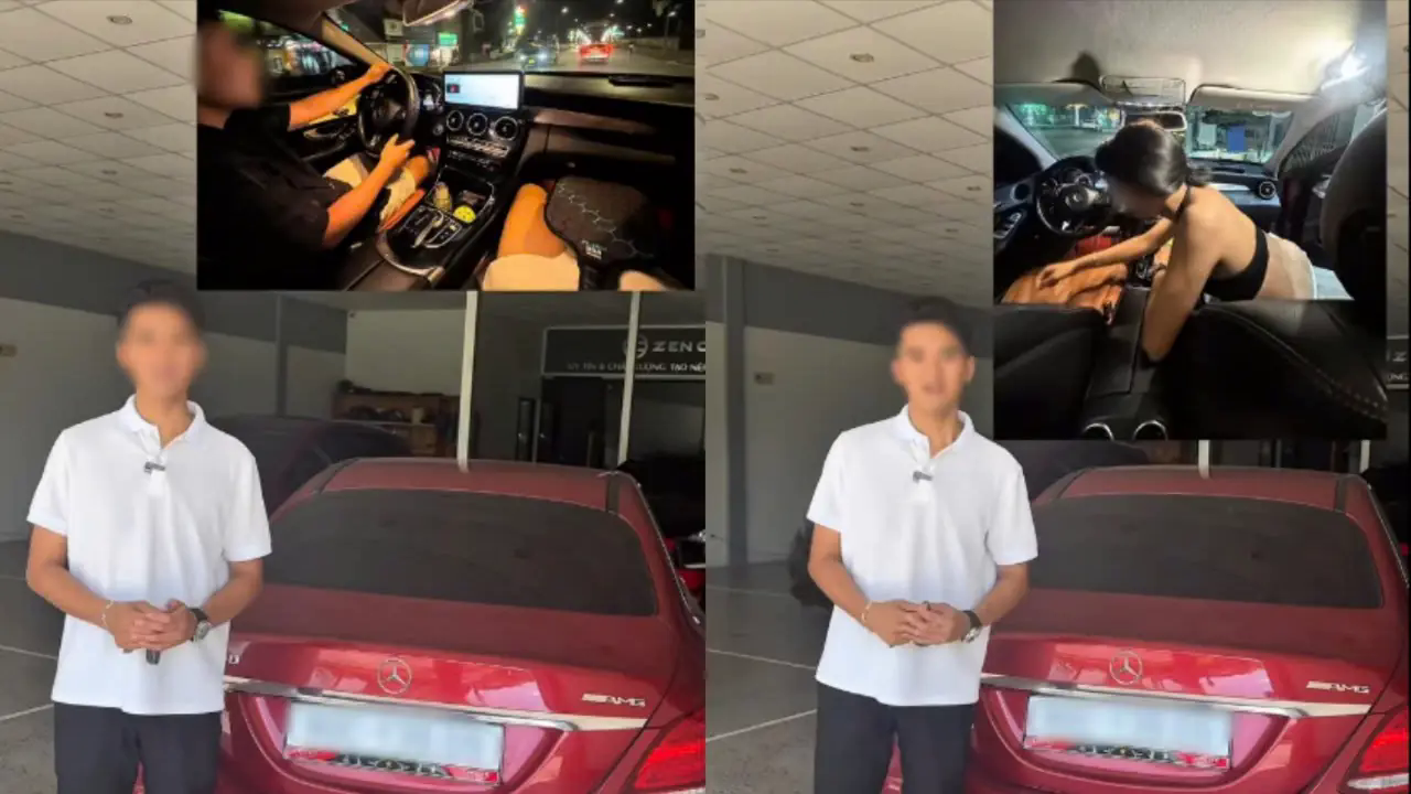 Cặp đ&ocirc;i th&acirc;n mật trong xe Mercedes c&oacute; thể bị xử phạt