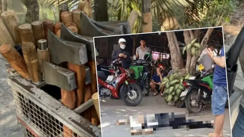 Nam thanh ni&ecirc;n tự lấy dao đ&acirc;m m&igrave;nh tr&ecirc;n đường