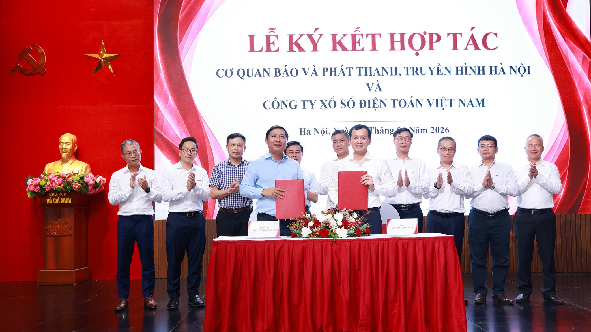 Cơ quan B&aacute;o v&agrave; Ph&aacute;t thanh, Truyền h&igrave;nh H&agrave; Nội k&yacute; kết hợp t&aacute;c truyền th&ocirc;ng với C&ocirc;ng ty Xổ số điện to&aacute;n Việt Nam