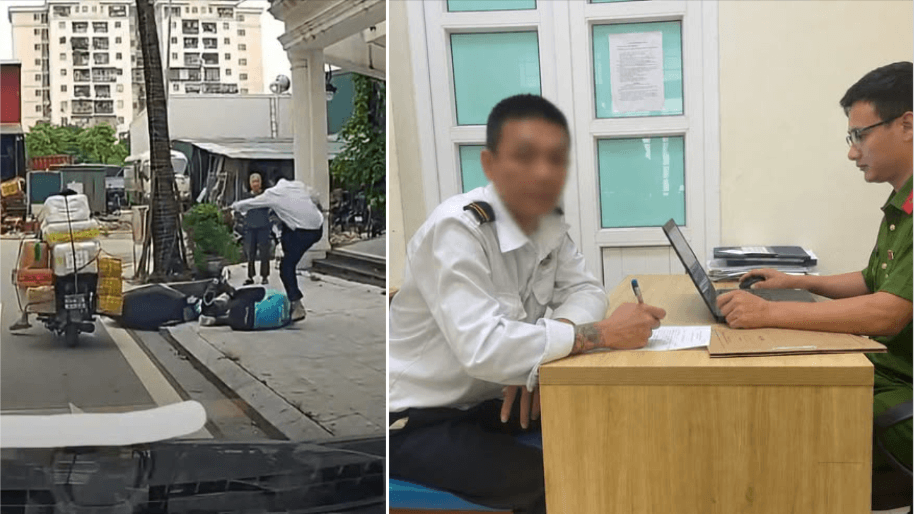 C&ocirc;ng an phường Ho&agrave;ng Mai triệu tập bảo vệ h&agrave;nh hung t&agrave;i xế xe &ocirc;m