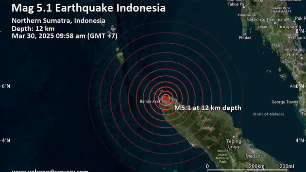 Động đất 5,1 độ richter tại Indonesia