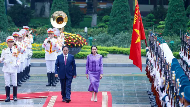 Lễ đ&oacute;n ch&iacute;nh thức Thủ tướng Th&aacute;i Lan thăm Việt Nam