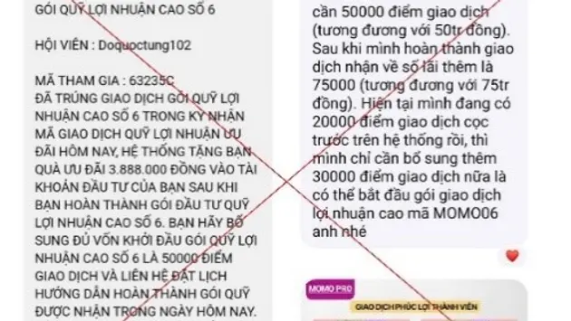Cảnh b&aacute;o lừa đảo khi đầu tư qua MoMo Pro giả mạo