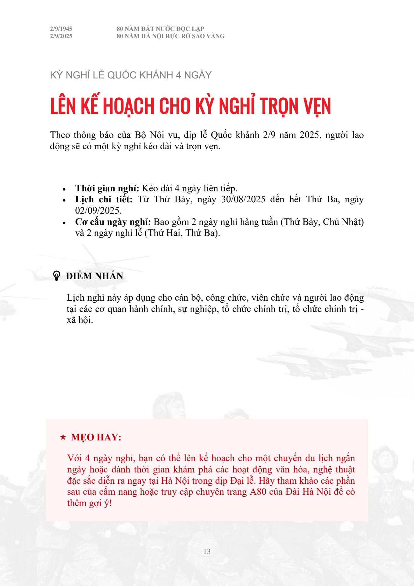 Cẩm nang chỉ dẫn to&agrave;n bộ th&ocirc;ng tin diễu binh diễu h&agrave;nh A80 - trang 13