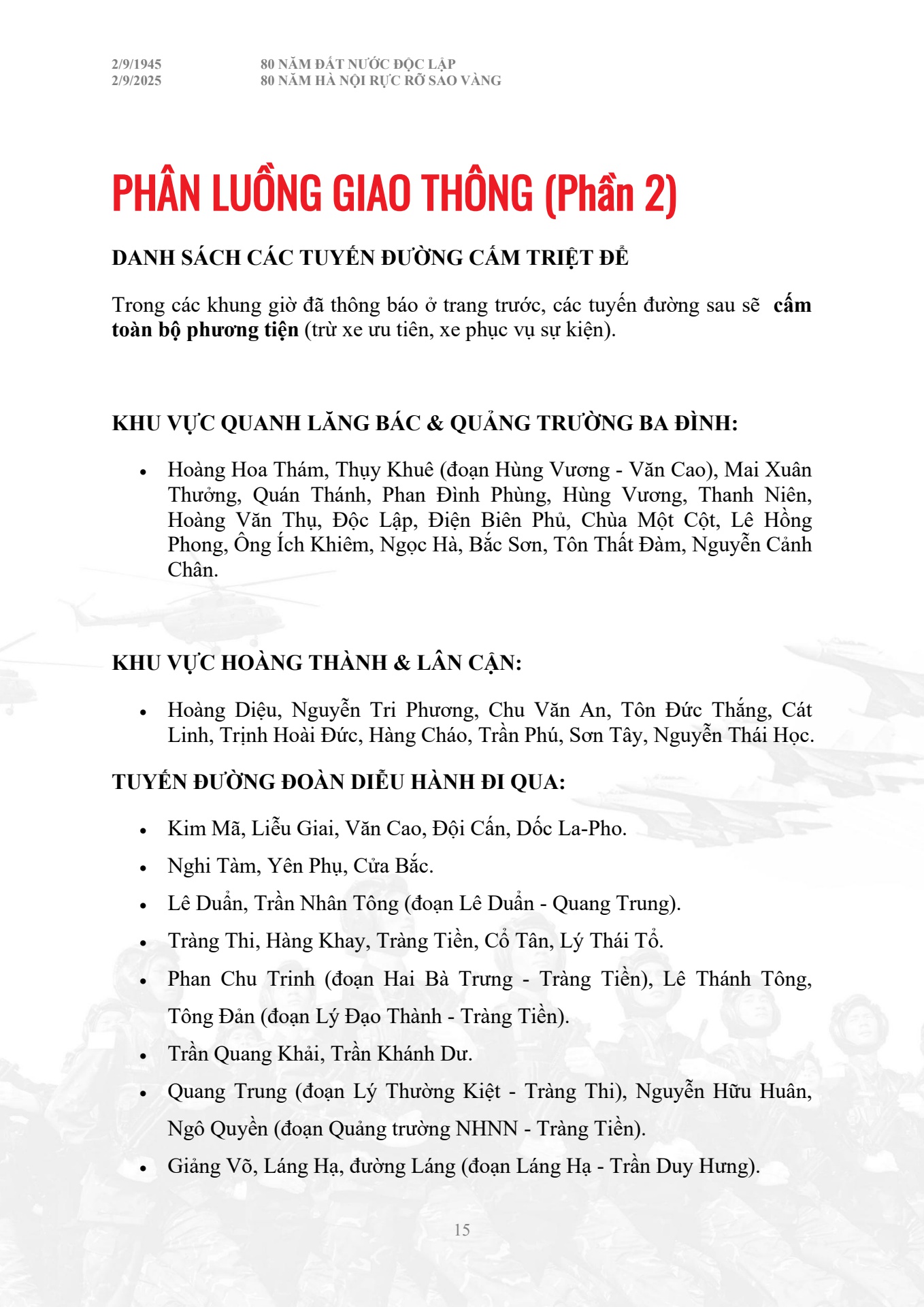Cẩm nang chỉ dẫn to&agrave;n bộ th&ocirc;ng tin diễu binh diễu h&agrave;nh A80 - trang 15