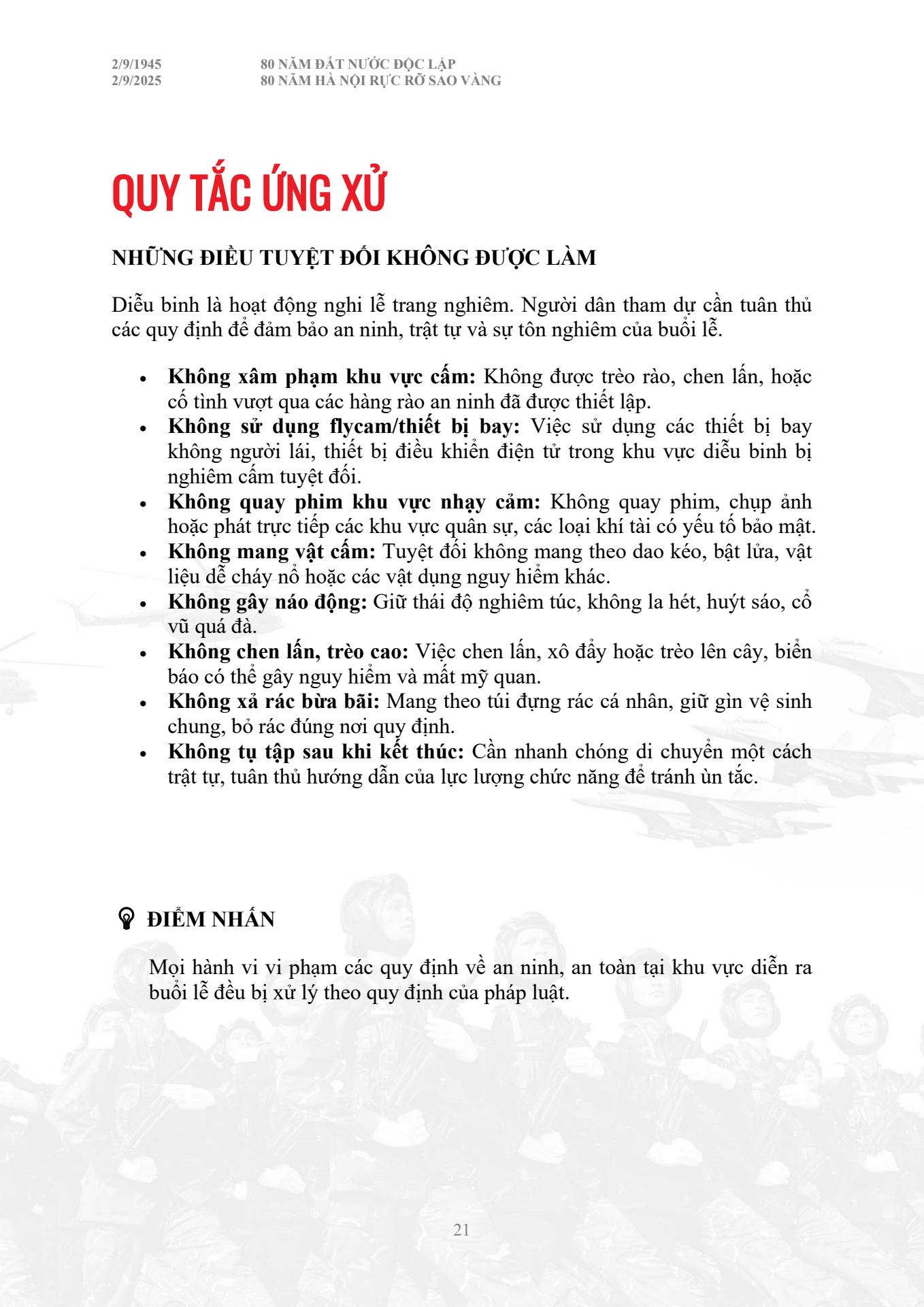Cẩm nang chỉ dẫn to&agrave;n bộ th&ocirc;ng tin diễu binh diễu h&agrave;nh A80 - trang 21
