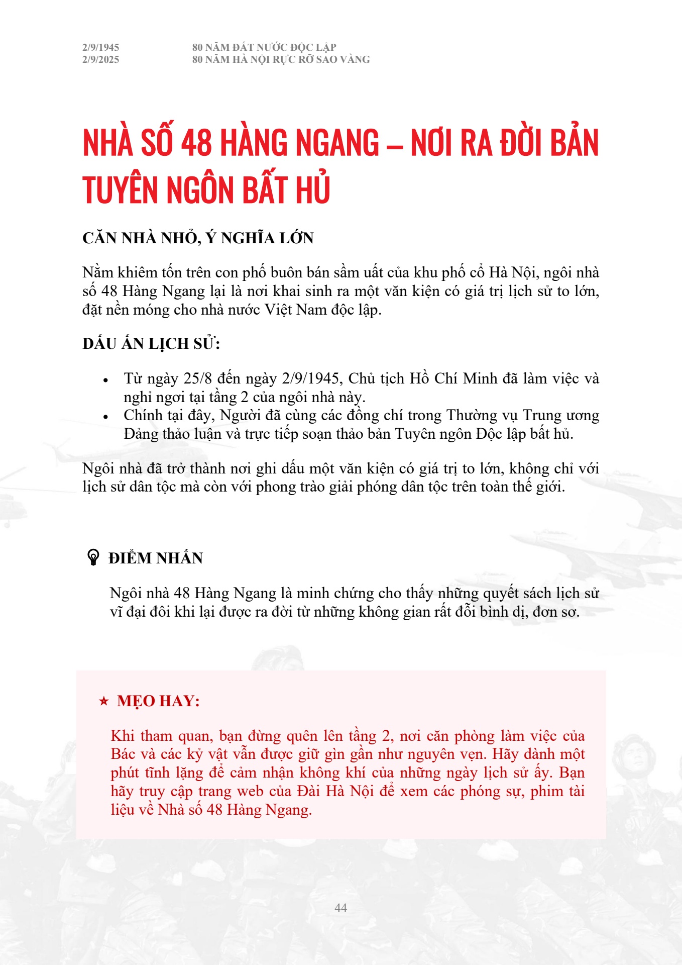 Cẩm nang chỉ dẫn to&agrave;n bộ th&ocirc;ng tin diễu binh diễu h&agrave;nh A80 - trang 44