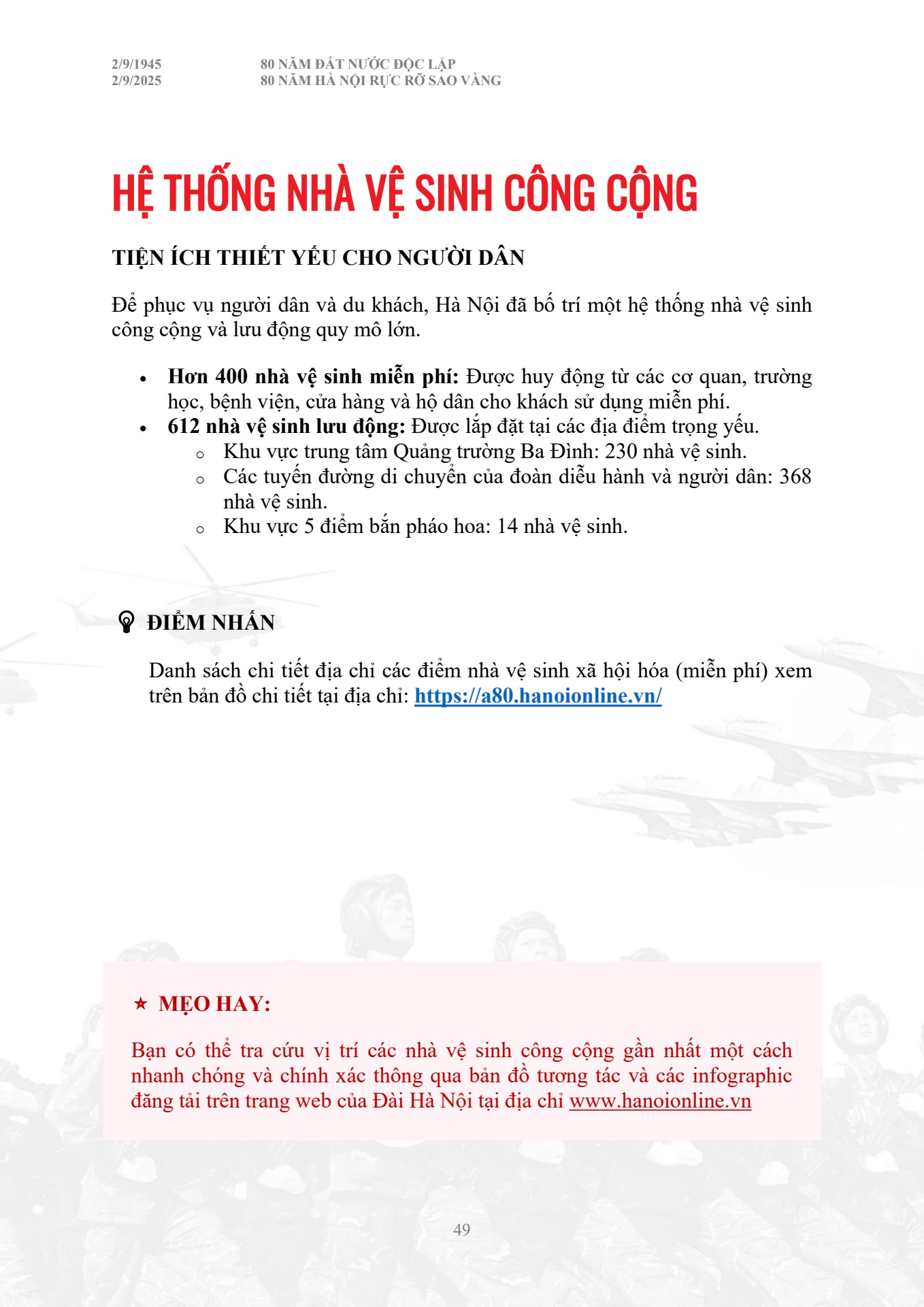 Cẩm nang chỉ dẫn to&agrave;n bộ th&ocirc;ng tin diễu binh diễu h&agrave;nh A80 - trang 49
