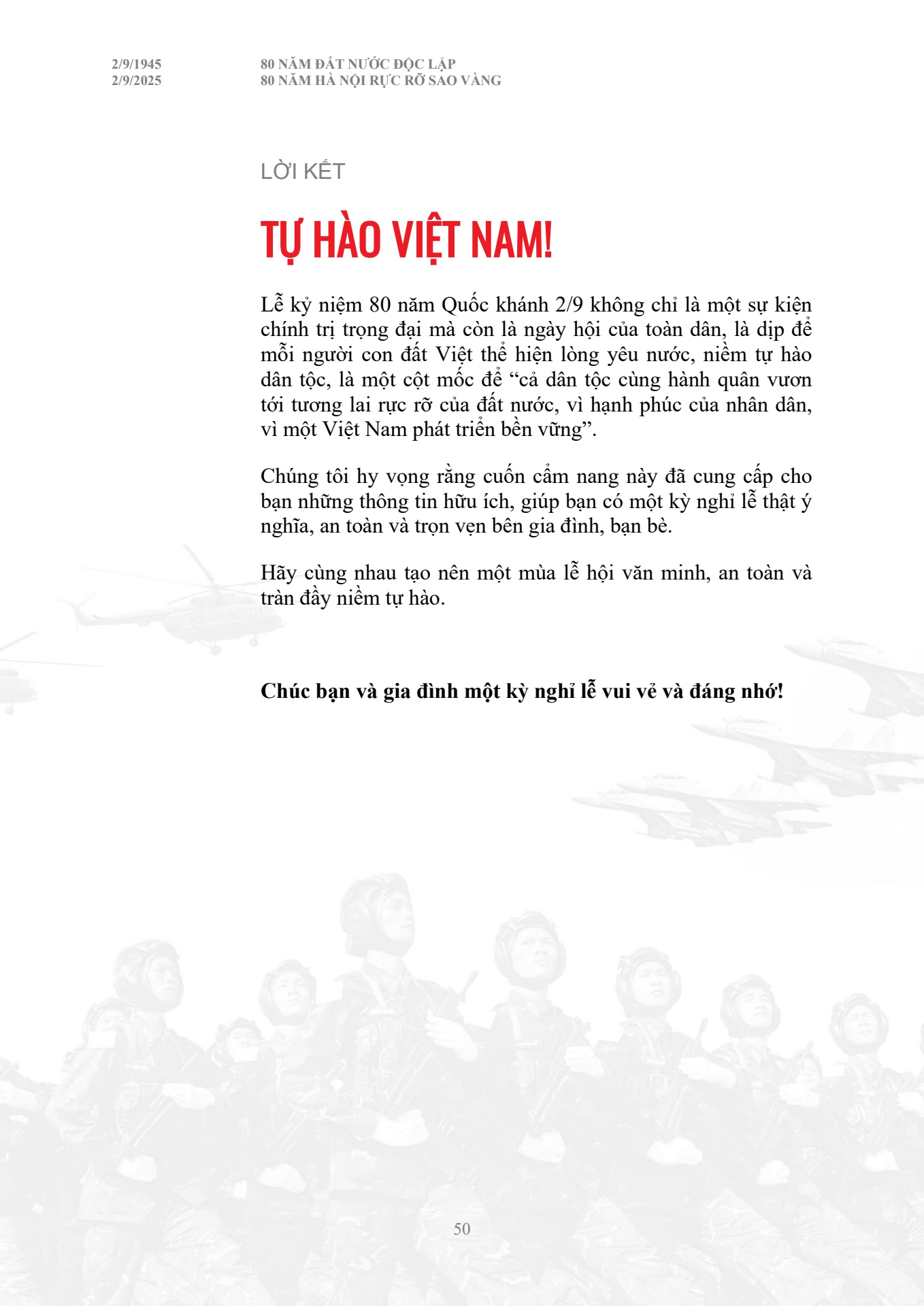 Cẩm nang chỉ dẫn to&agrave;n bộ th&ocirc;ng tin diễu binh diễu h&agrave;nh A80 - trang 50
