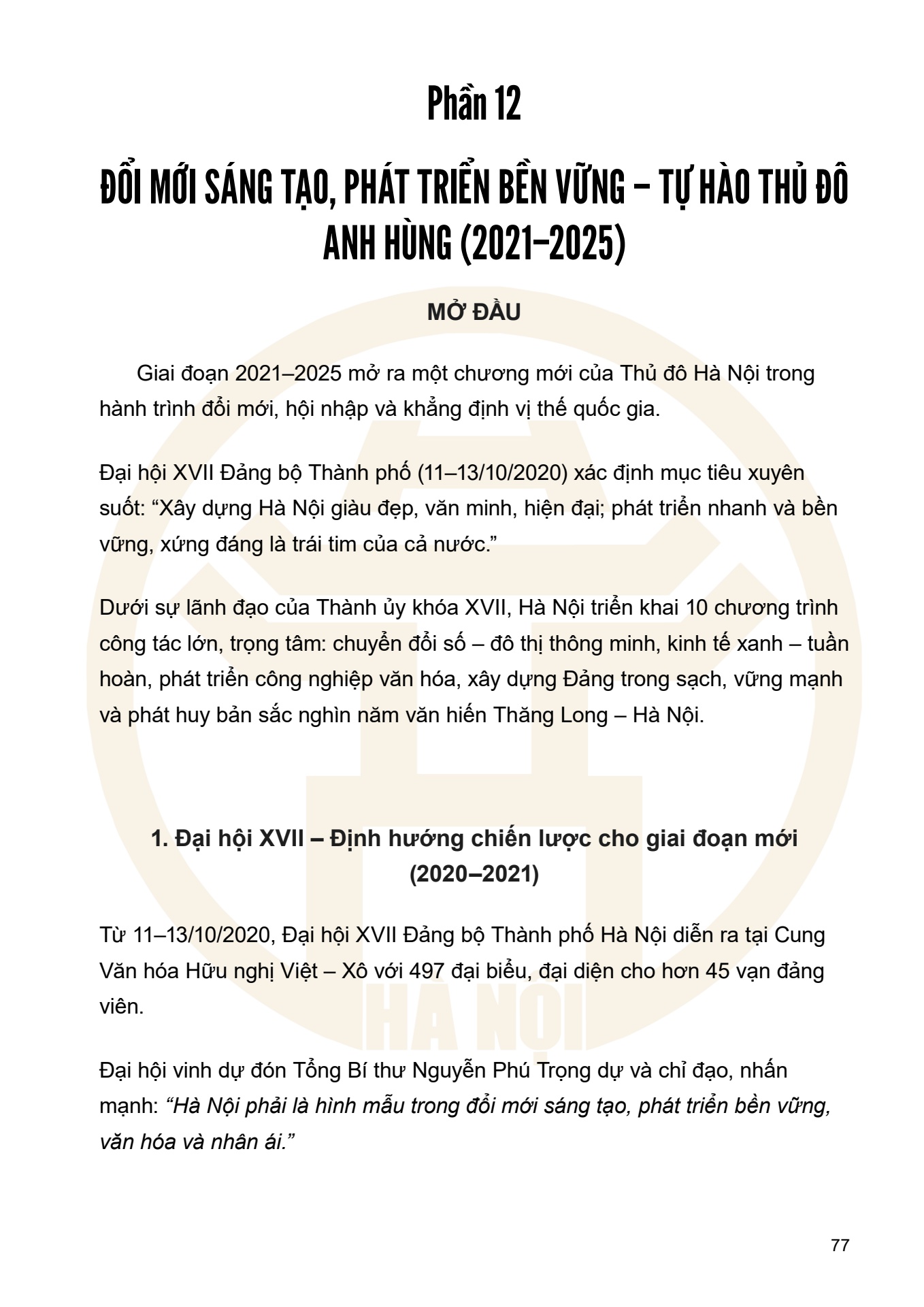 Dưới ngọn cờ Đảng - H&agrave; Nội viết n&ecirc;n Thi&ecirc;n anh h&ugrave;ng ca - trang 77