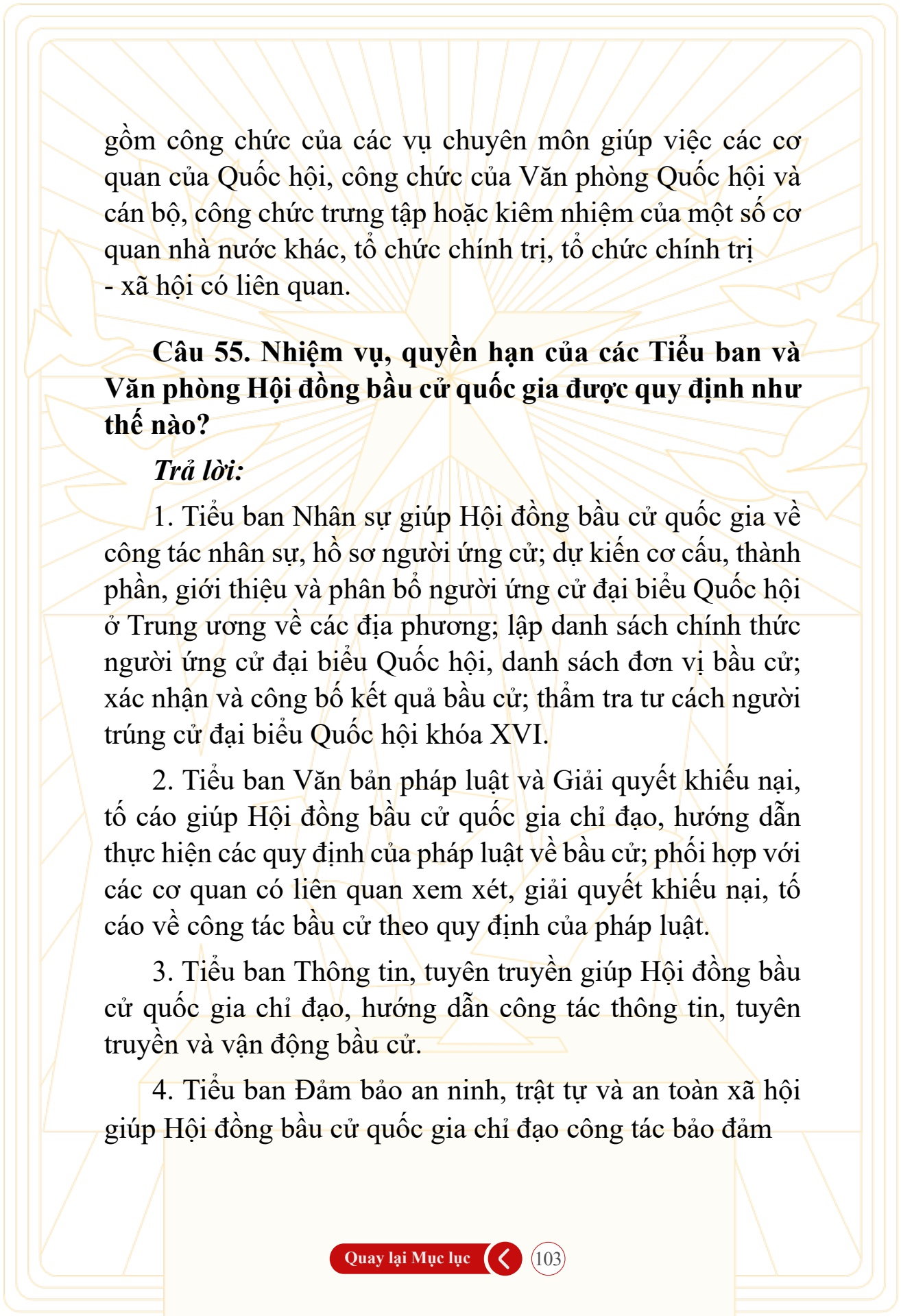 Hỏi đ&aacute;p về bầu cử Quốc hội kh&oacute;a XVI v&agrave; HĐND c&aacute;c cấp nhiệm kỳ 2026-2031 - trang 103
