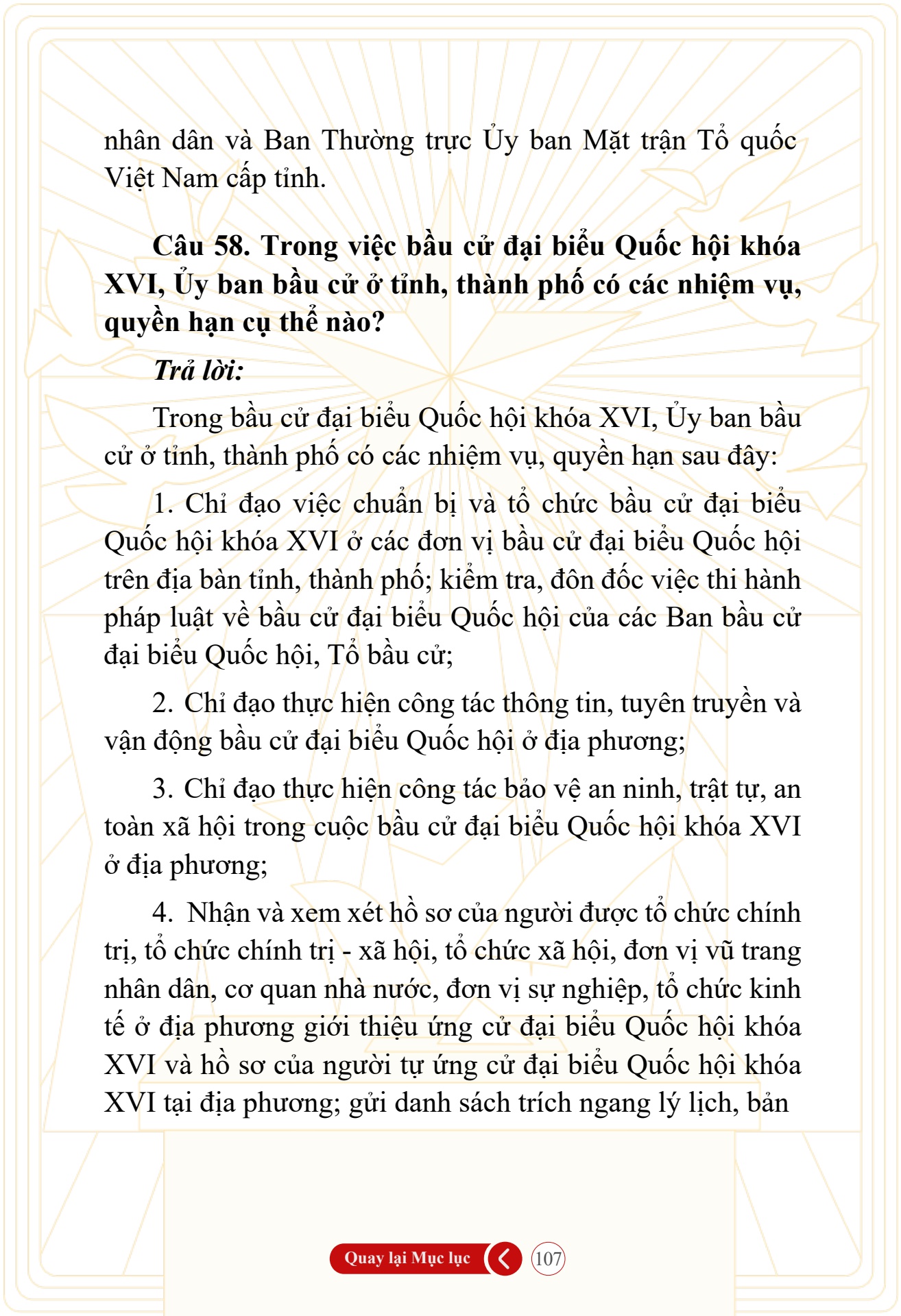 Hỏi đ&aacute;p về bầu cử Quốc hội kh&oacute;a XVI v&agrave; HĐND c&aacute;c cấp nhiệm kỳ 2026-2031 - trang 107