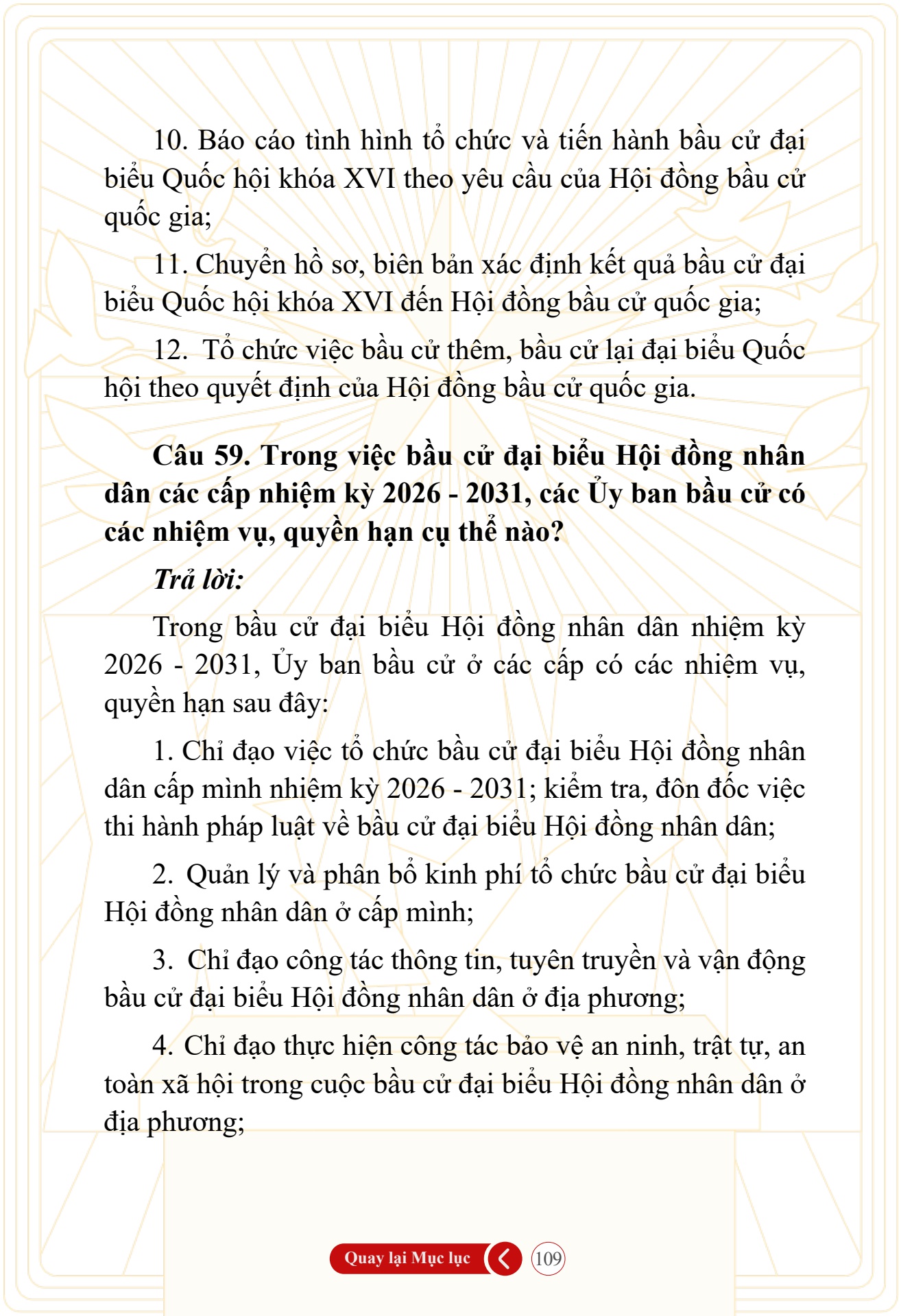 Hỏi đ&aacute;p về bầu cử Quốc hội kh&oacute;a XVI v&agrave; HĐND c&aacute;c cấp nhiệm kỳ 2026-2031 - trang 109