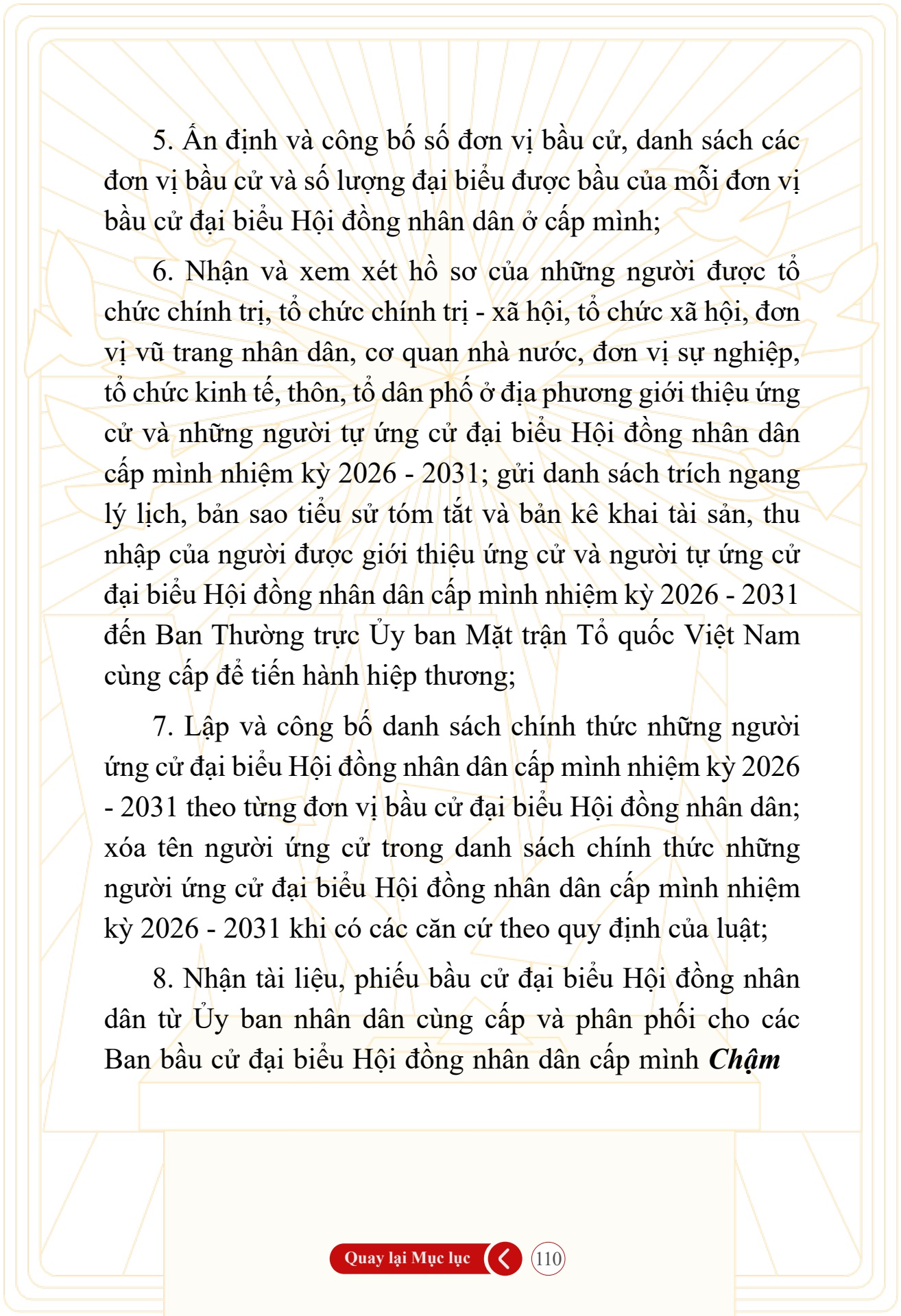 Hỏi đ&aacute;p về bầu cử Quốc hội kh&oacute;a XVI v&agrave; HĐND c&aacute;c cấp nhiệm kỳ 2026-2031 - trang 110