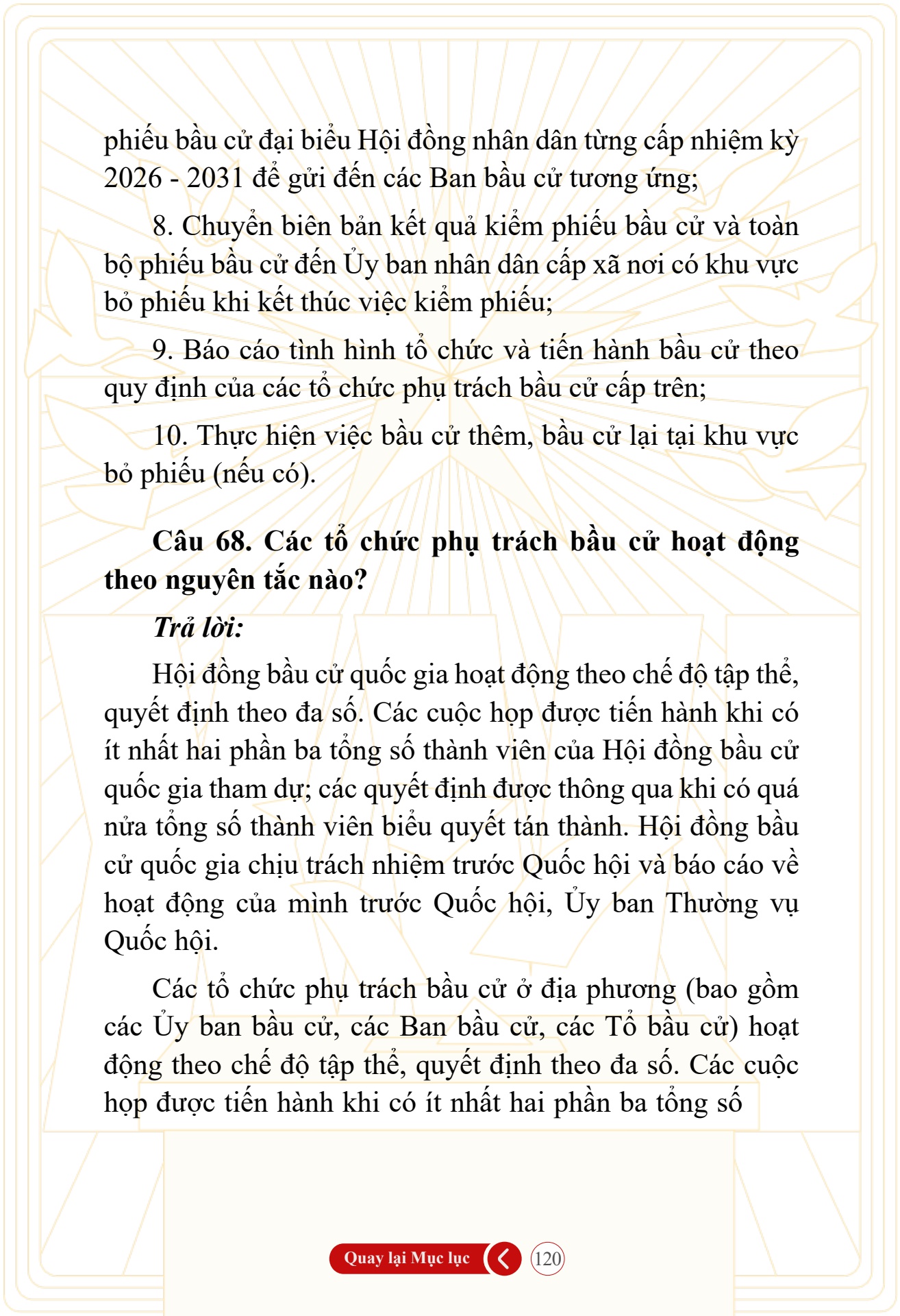 Hỏi đ&aacute;p về bầu cử Quốc hội kh&oacute;a XVI v&agrave; HĐND c&aacute;c cấp nhiệm kỳ 2026-2031 - trang 120
