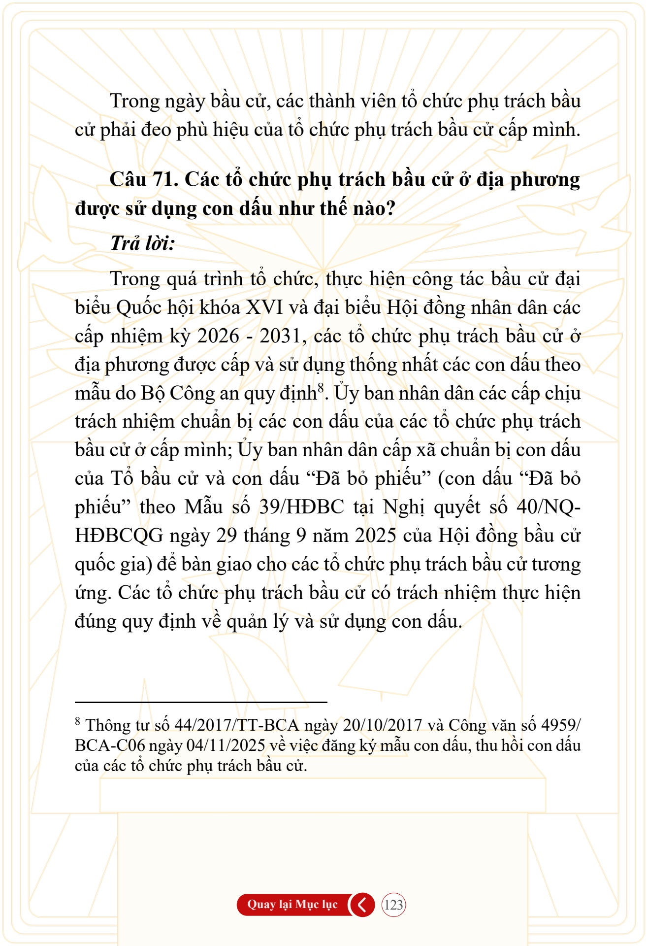 Hỏi đ&aacute;p về bầu cử Quốc hội kh&oacute;a XVI v&agrave; HĐND c&aacute;c cấp nhiệm kỳ 2026-2031 - trang 123