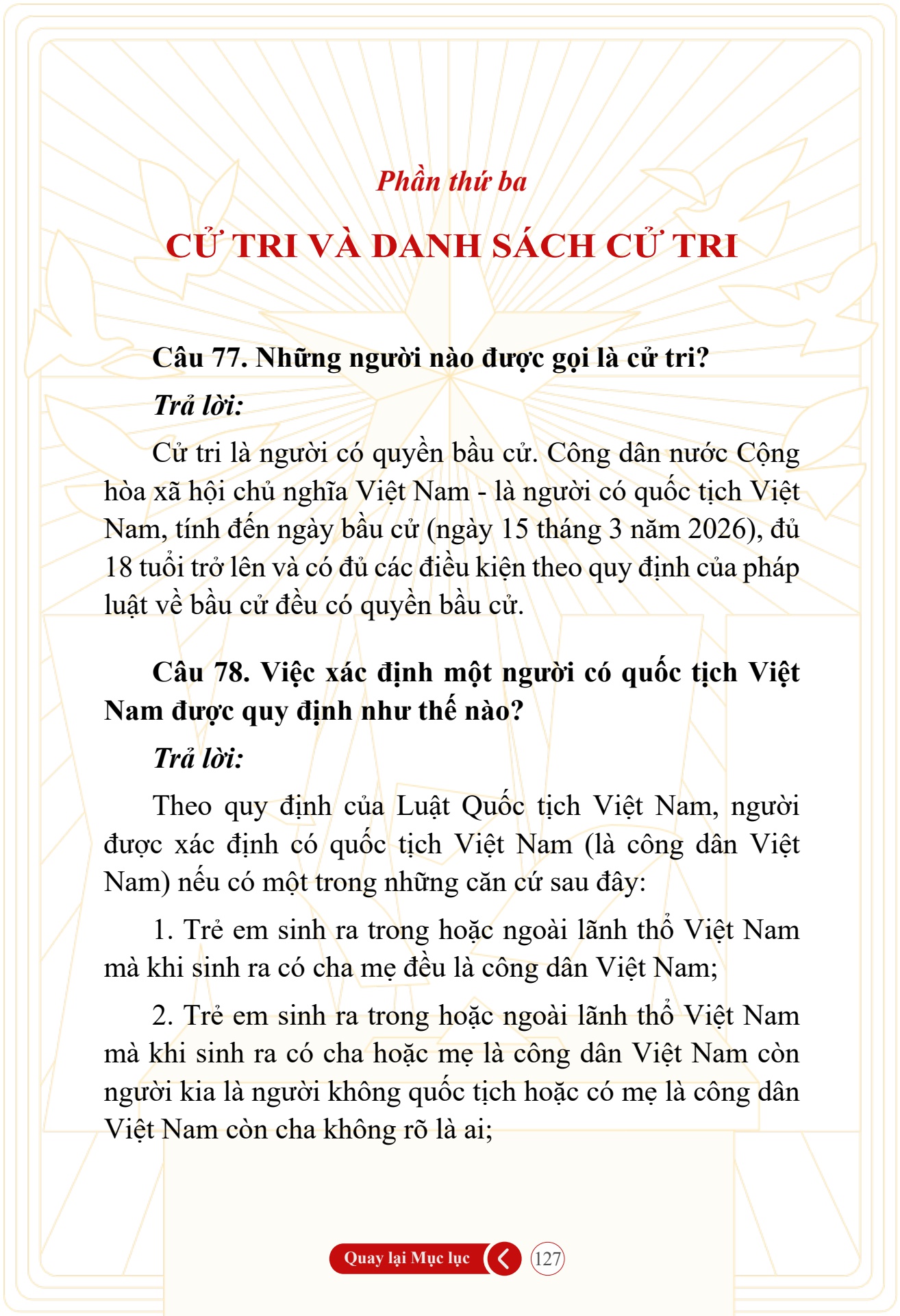 Hỏi đ&aacute;p về bầu cử Quốc hội kh&oacute;a XVI v&agrave; HĐND c&aacute;c cấp nhiệm kỳ 2026-2031 - trang 127