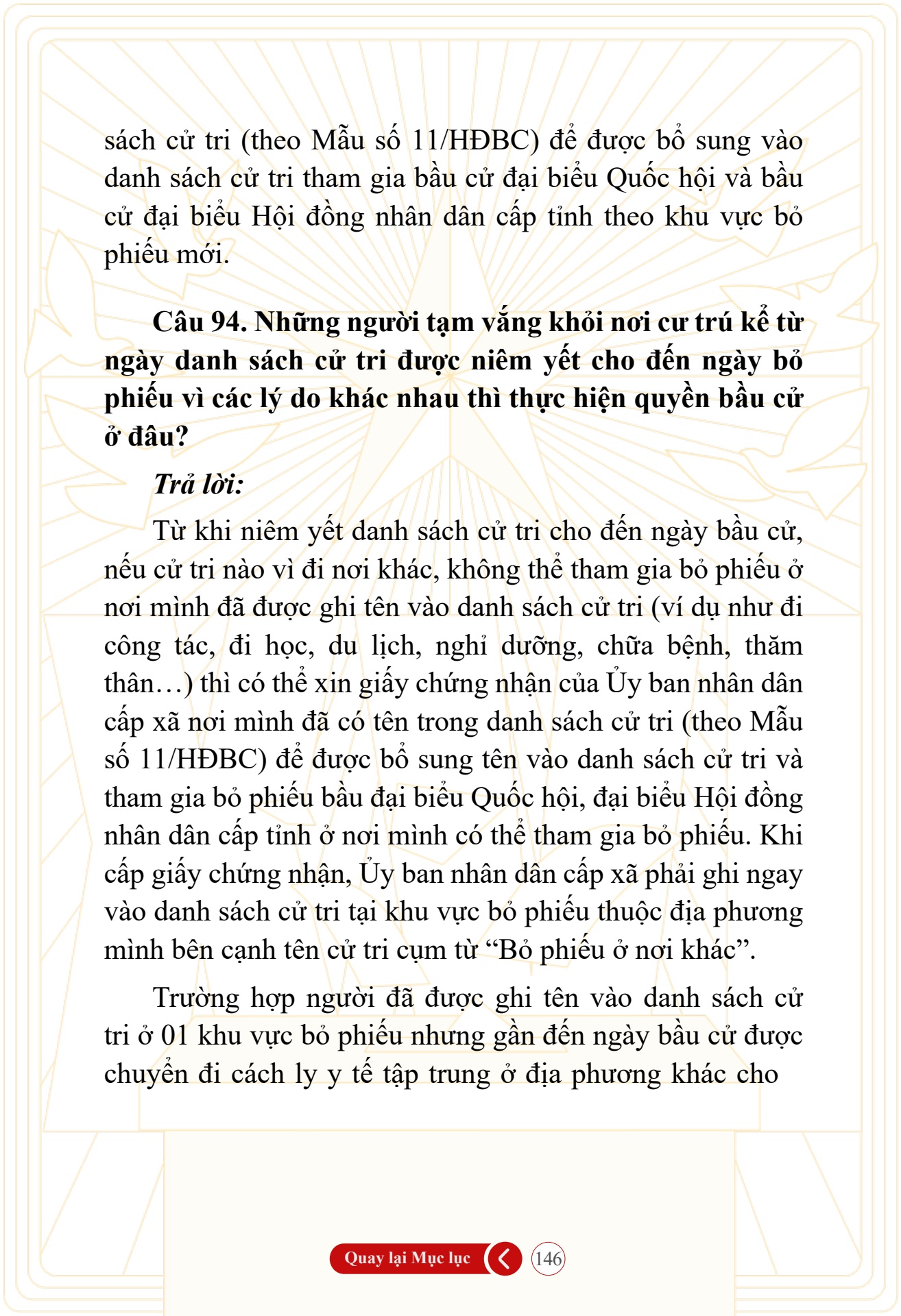 Hỏi đ&aacute;p về bầu cử Quốc hội kh&oacute;a XVI v&agrave; HĐND c&aacute;c cấp nhiệm kỳ 2026-2031 - trang 146
