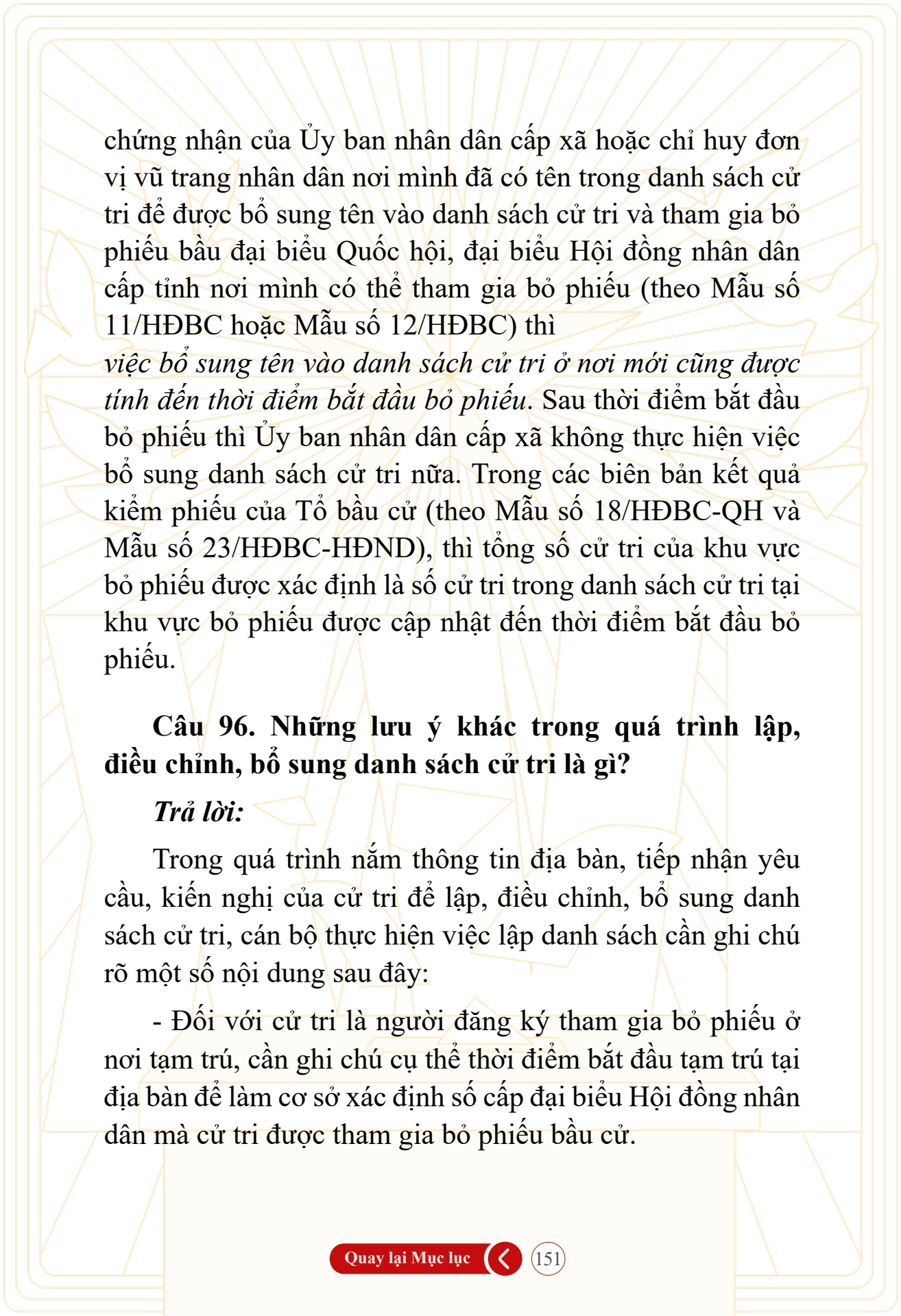 Hỏi đ&aacute;p về bầu cử Quốc hội kh&oacute;a XVI v&agrave; HĐND c&aacute;c cấp nhiệm kỳ 2026-2031 - trang 151