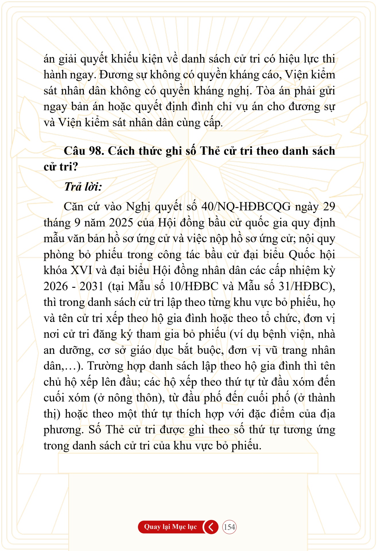 Hỏi đ&aacute;p về bầu cử Quốc hội kh&oacute;a XVI v&agrave; HĐND c&aacute;c cấp nhiệm kỳ 2026-2031 - trang 154