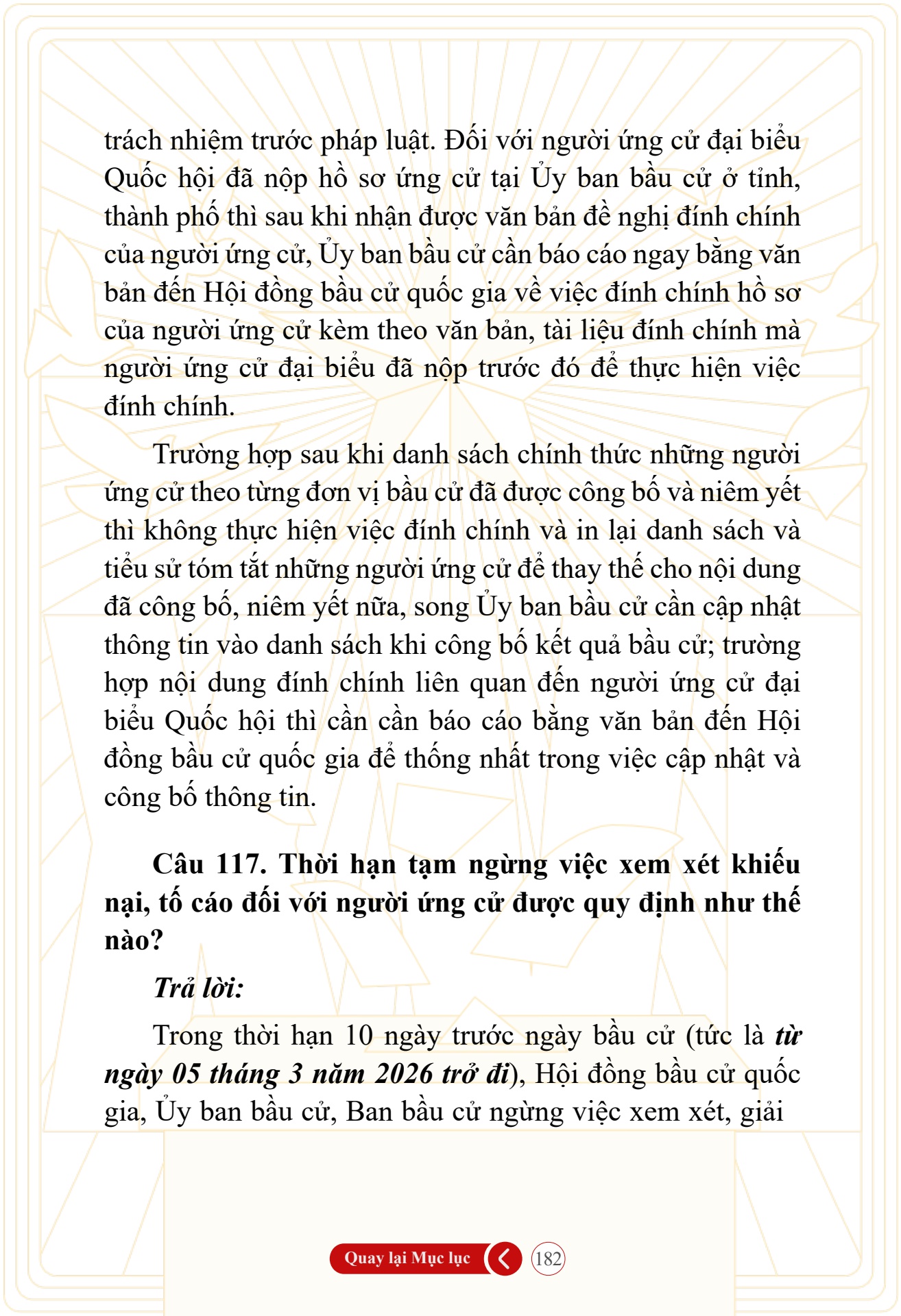 Hỏi đ&aacute;p về bầu cử Quốc hội kh&oacute;a XVI v&agrave; HĐND c&aacute;c cấp nhiệm kỳ 2026-2031 - trang 182