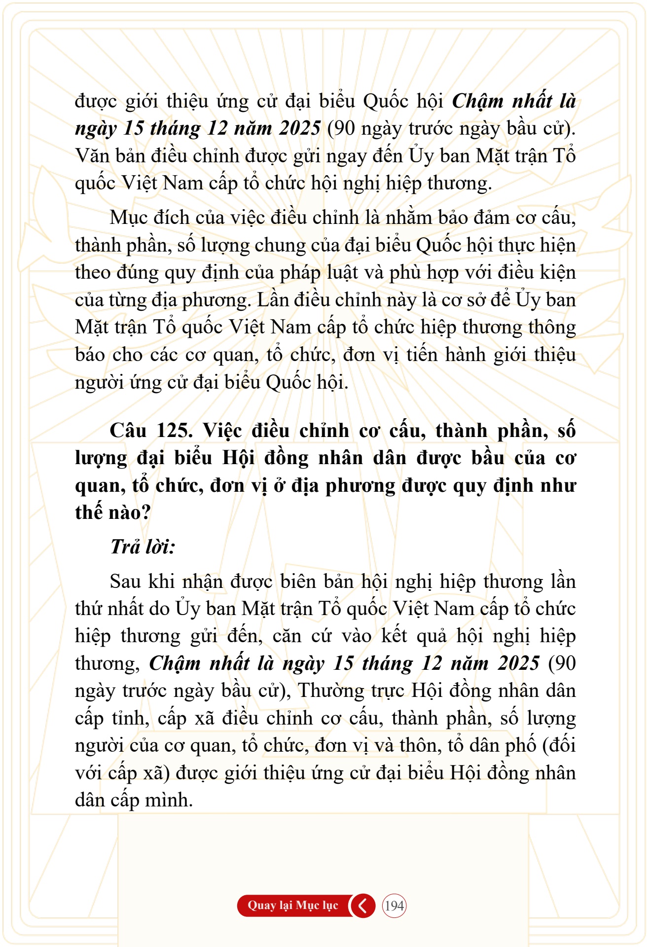 Hỏi đ&aacute;p về bầu cử Quốc hội kh&oacute;a XVI v&agrave; HĐND c&aacute;c cấp nhiệm kỳ 2026-2031 - trang 194