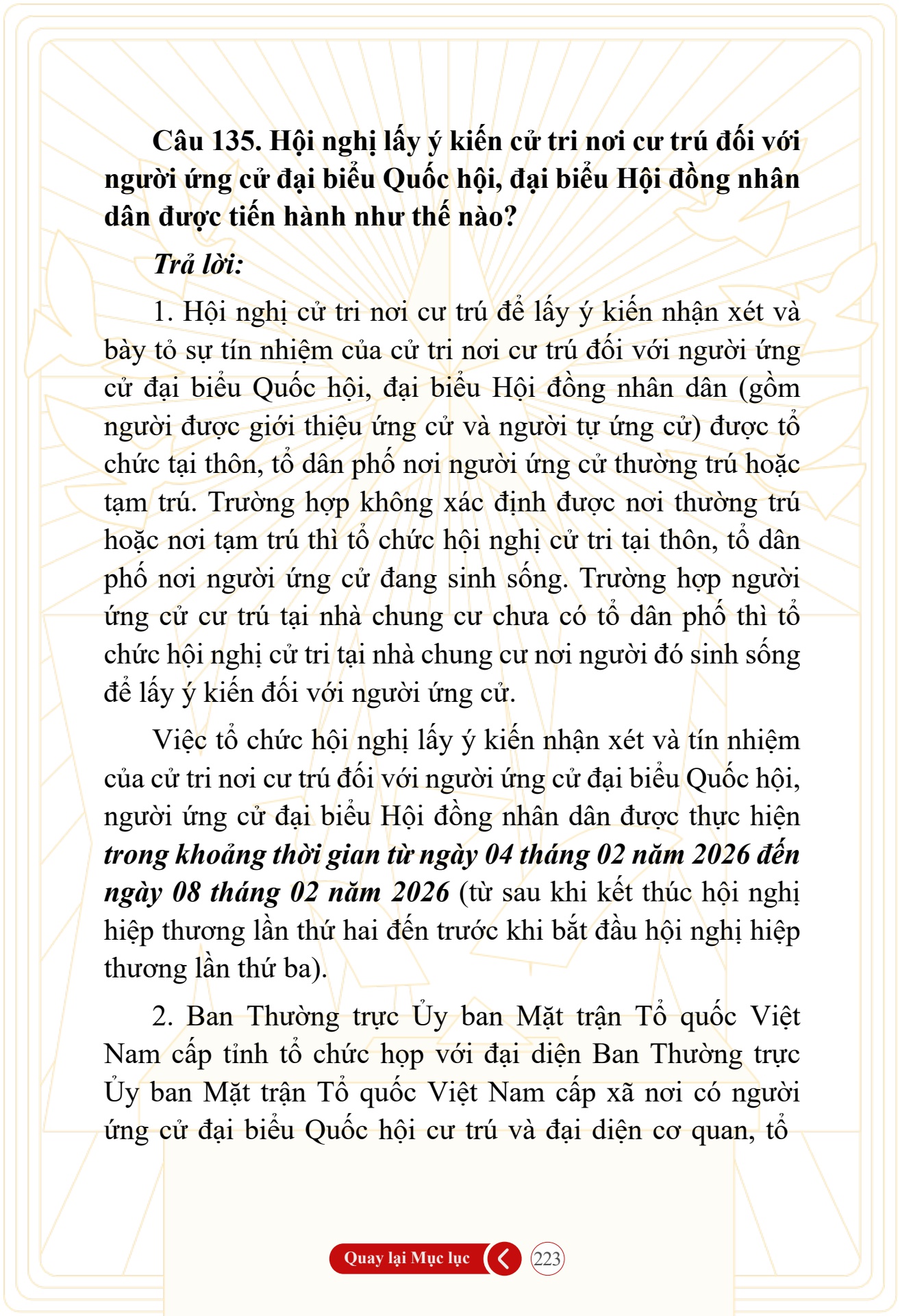 Hỏi đ&aacute;p về bầu cử Quốc hội kh&oacute;a XVI v&agrave; HĐND c&aacute;c cấp nhiệm kỳ 2026-2031 - trang 223
