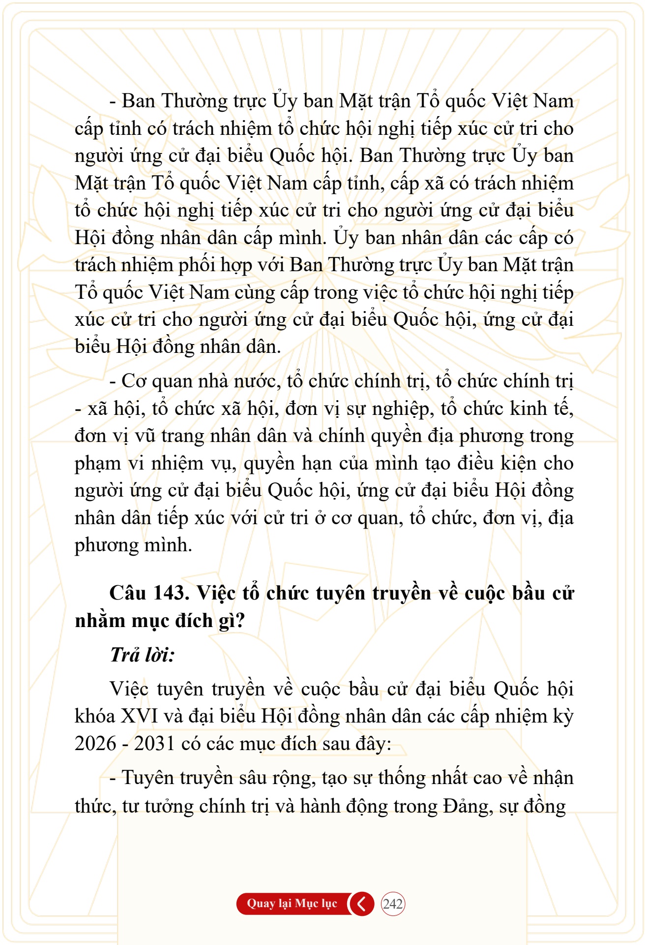 Hỏi đ&aacute;p về bầu cử Quốc hội kh&oacute;a XVI v&agrave; HĐND c&aacute;c cấp nhiệm kỳ 2026-2031 - trang 242