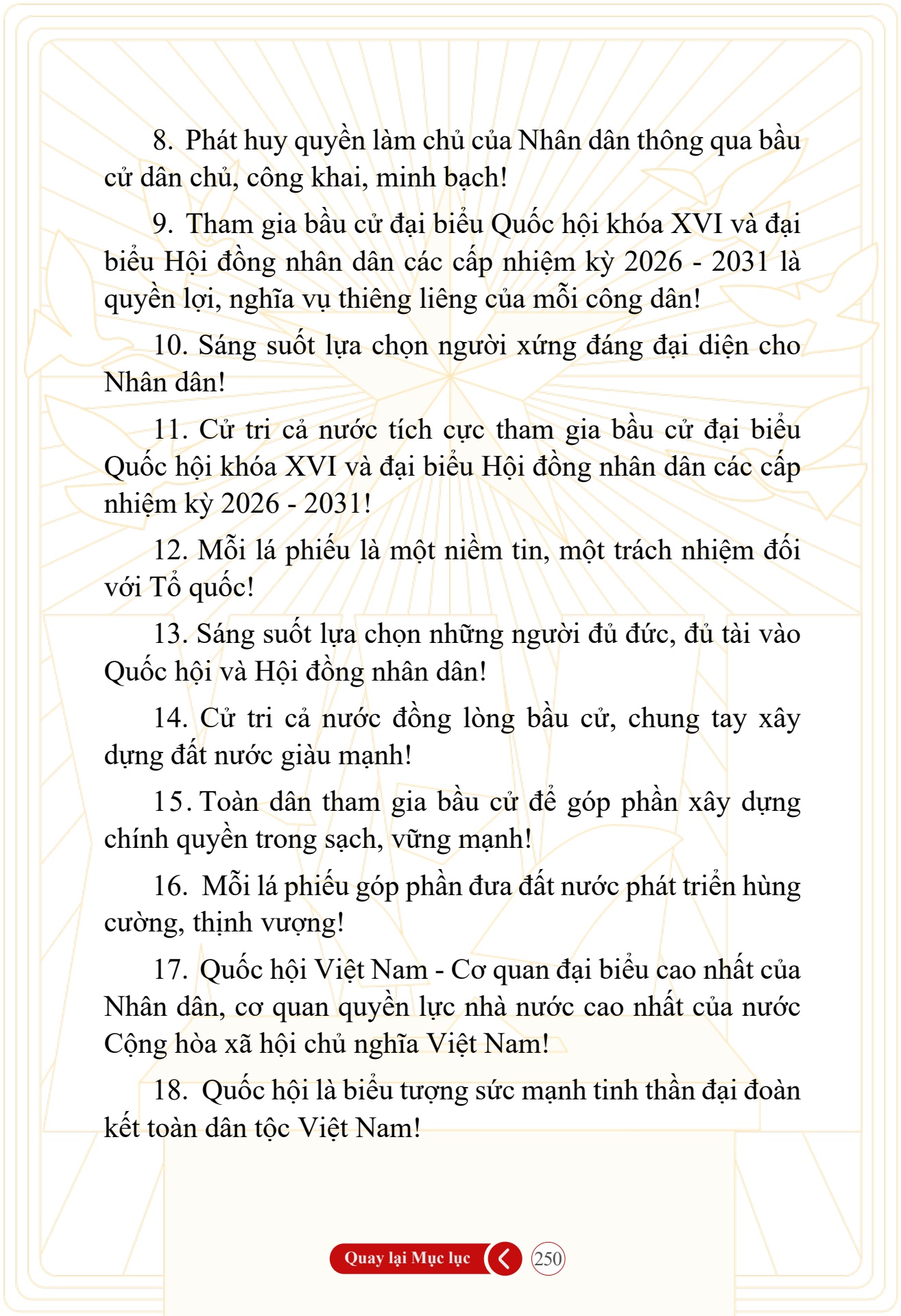 Hỏi đ&aacute;p về bầu cử Quốc hội kh&oacute;a XVI v&agrave; HĐND c&aacute;c cấp nhiệm kỳ 2026-2031 - trang 250