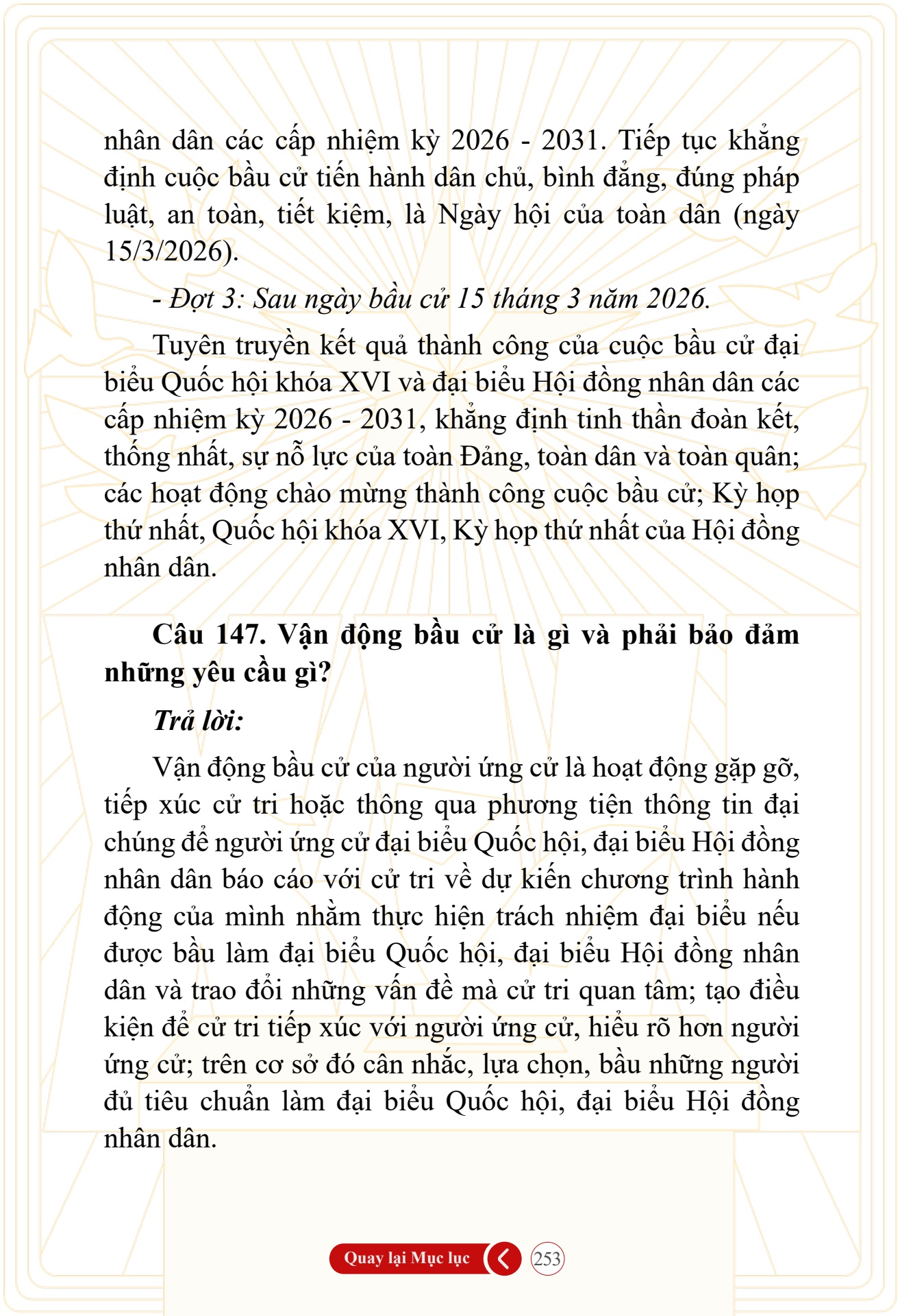 Hỏi đ&aacute;p về bầu cử Quốc hội kh&oacute;a XVI v&agrave; HĐND c&aacute;c cấp nhiệm kỳ 2026-2031 - trang 253