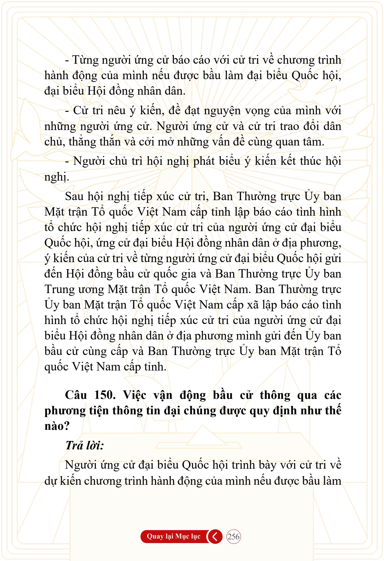 Hỏi đ&aacute;p về bầu cử Quốc hội kh&oacute;a XVI v&agrave; HĐND c&aacute;c cấp nhiệm kỳ 2026-2031 - trang 256