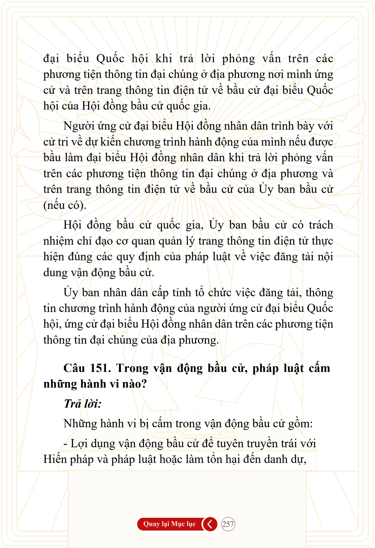 Hỏi đ&aacute;p về bầu cử Quốc hội kh&oacute;a XVI v&agrave; HĐND c&aacute;c cấp nhiệm kỳ 2026-2031 - trang 257