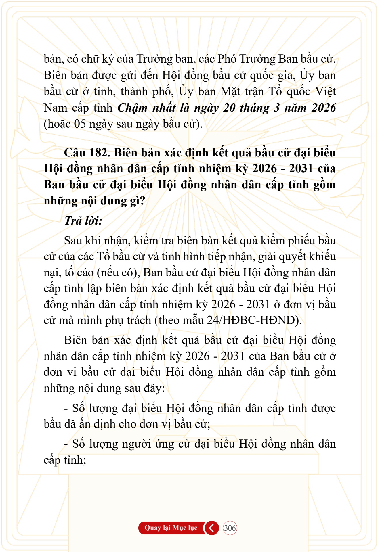 Hỏi đ&aacute;p về bầu cử Quốc hội kh&oacute;a XVI v&agrave; HĐND c&aacute;c cấp nhiệm kỳ 2026-2031 - trang 306