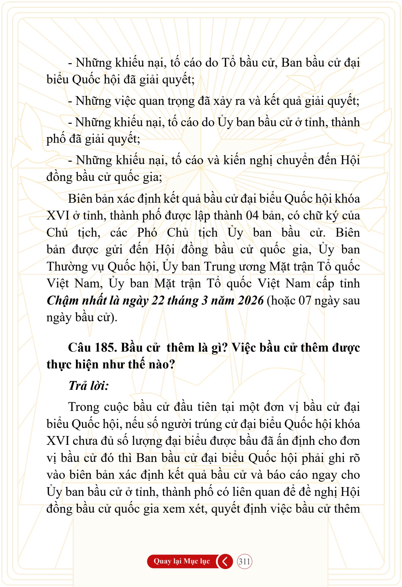 Hỏi đ&aacute;p về bầu cử Quốc hội kh&oacute;a XVI v&agrave; HĐND c&aacute;c cấp nhiệm kỳ 2026-2031 - trang 311