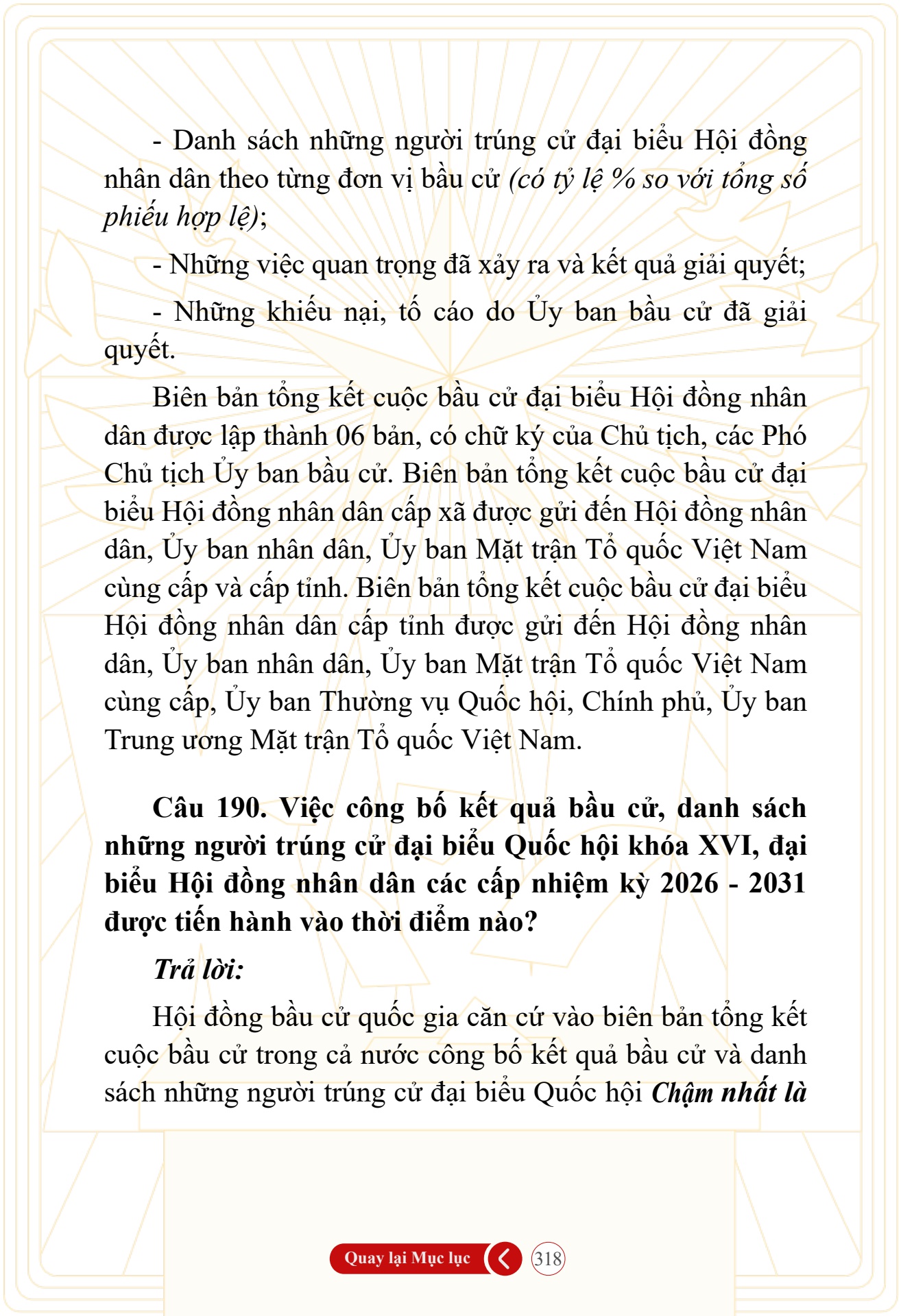 Hỏi đ&aacute;p về bầu cử Quốc hội kh&oacute;a XVI v&agrave; HĐND c&aacute;c cấp nhiệm kỳ 2026-2031 - trang 318