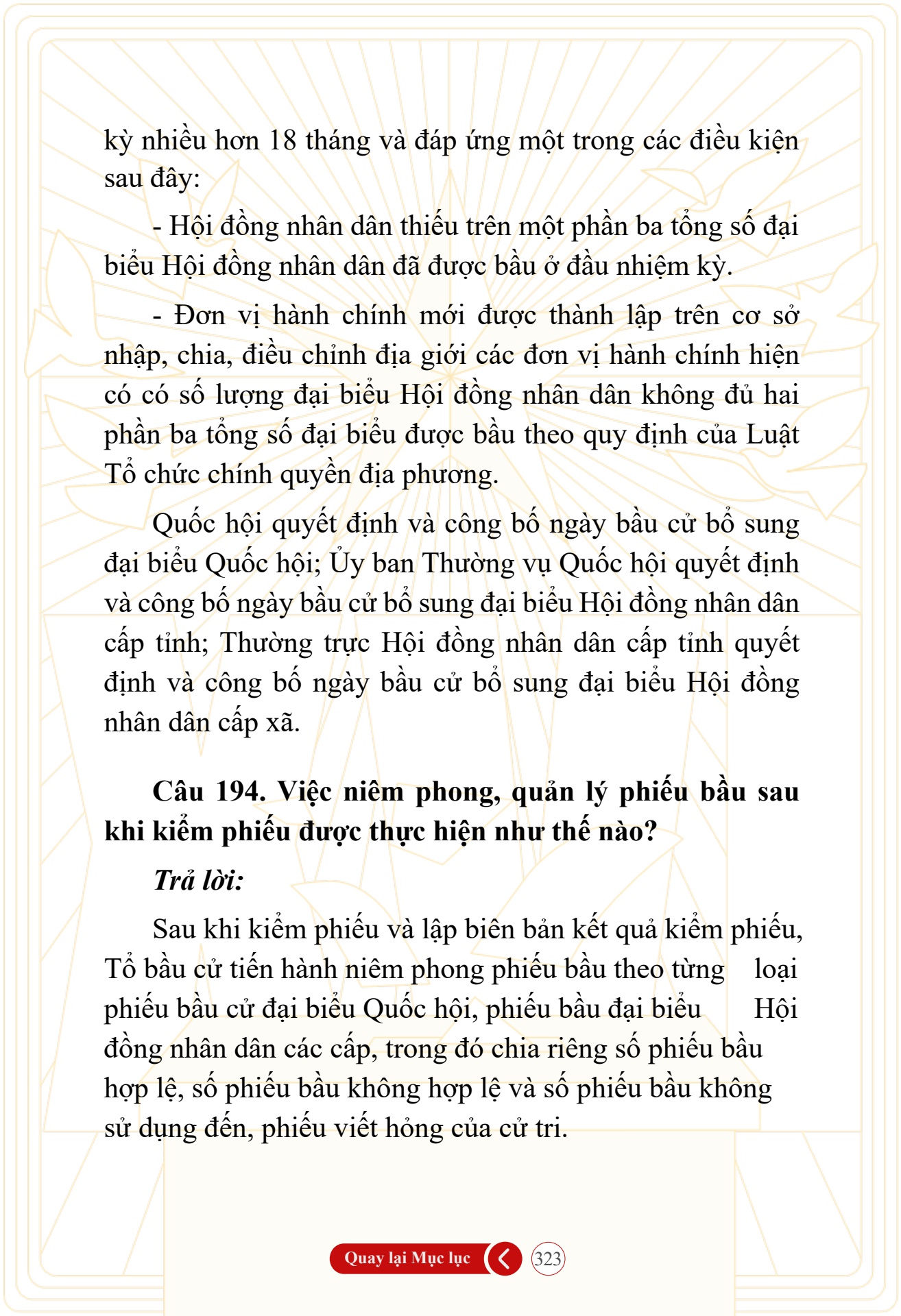 Hỏi đ&aacute;p về bầu cử Quốc hội kh&oacute;a XVI v&agrave; HĐND c&aacute;c cấp nhiệm kỳ 2026-2031 - trang 323