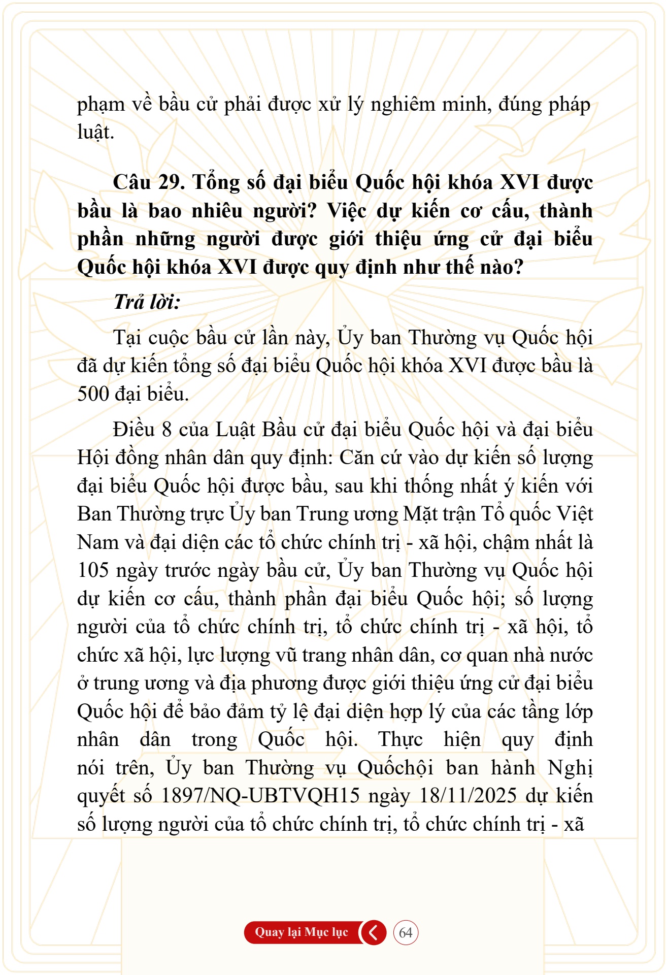 Hỏi đ&aacute;p về bầu cử Quốc hội kh&oacute;a XVI v&agrave; HĐND c&aacute;c cấp nhiệm kỳ 2026-2031 - trang 64