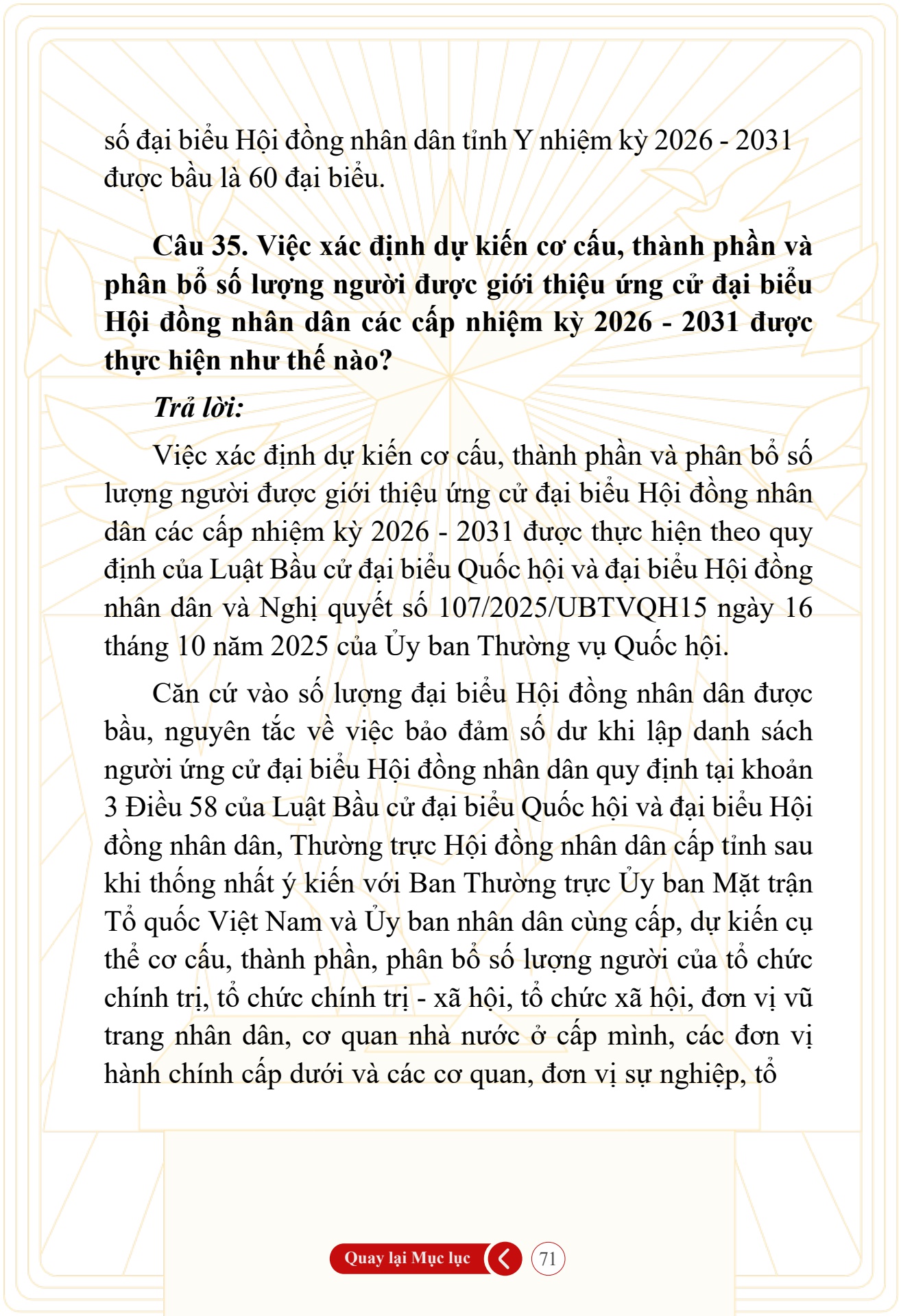 Hỏi đ&aacute;p về bầu cử Quốc hội kh&oacute;a XVI v&agrave; HĐND c&aacute;c cấp nhiệm kỳ 2026-2031 - trang 71