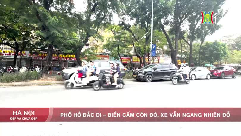 Phố Hồ Đắc Di – Biển cấm còn đó, xe vẫn ngang nhiên đỗ