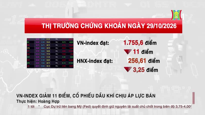 VN-Index giảm 11 điểm, cổ phiếu dầu khí chịu áp lực bán