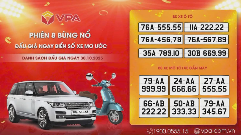 Danh sách biển số xe đấu giá cuối tháng 10