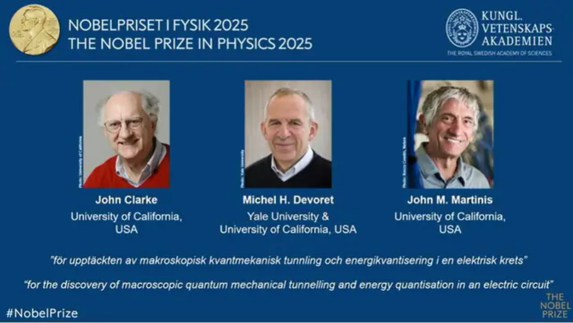 Ba nhà khoa học Mỹ giành giải Nobel Vật lý 2025