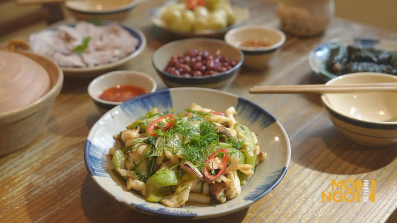Mực lưới hồng xào mướp hương