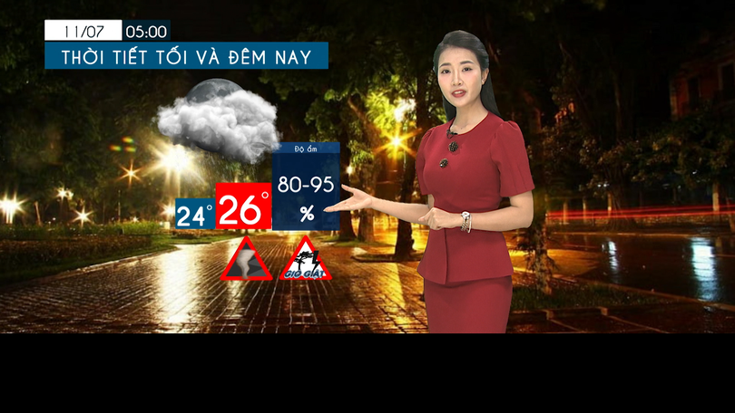 Dự báo thời tiết tối | 10/07/2025