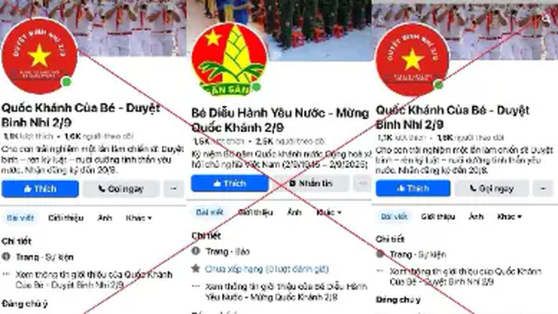 Cảnh báo lừa đảo qua các trang Facebook ‘Duyệt binh nhí’