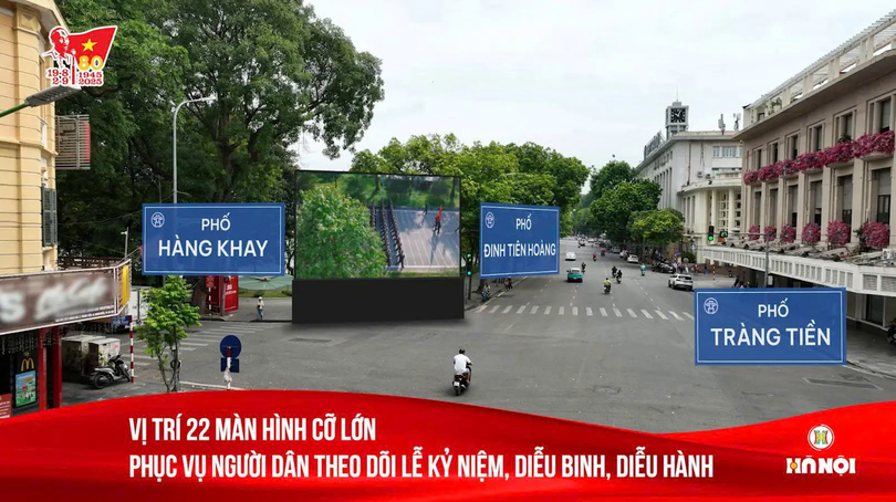 22 màn hình cỡ lớn phục vụ người dân theo dõi Lễ diễu binh
