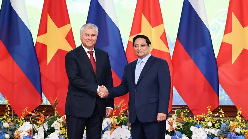 Thủ tướng Phạm Minh Chính tiếp Chủ tịch Duma Quốc gia Nga