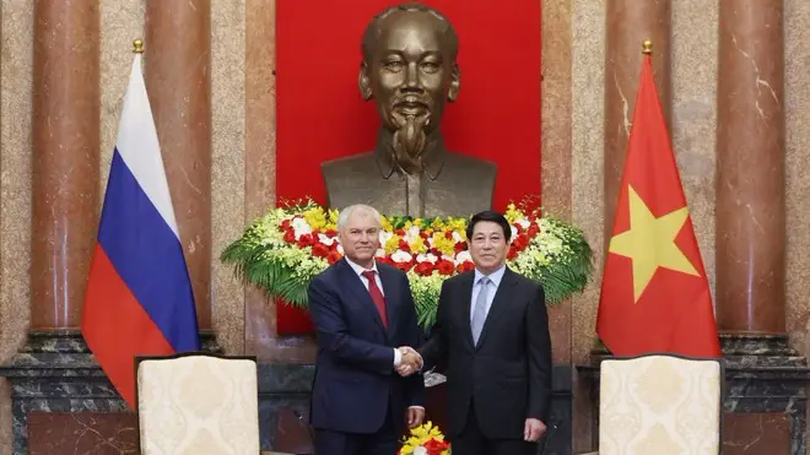 Chủ tịch nước Lương Cường tiếp Chủ tịch Duma Quốc gia Nga